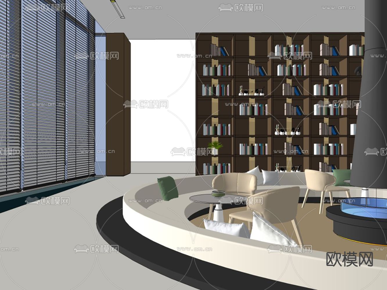 会所休闲区 大堂吧su模型下载（渲染图5）