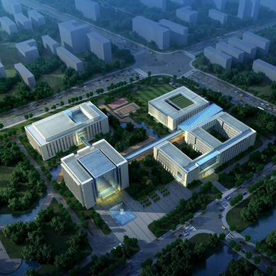  办公楼鸟瞰su模型 