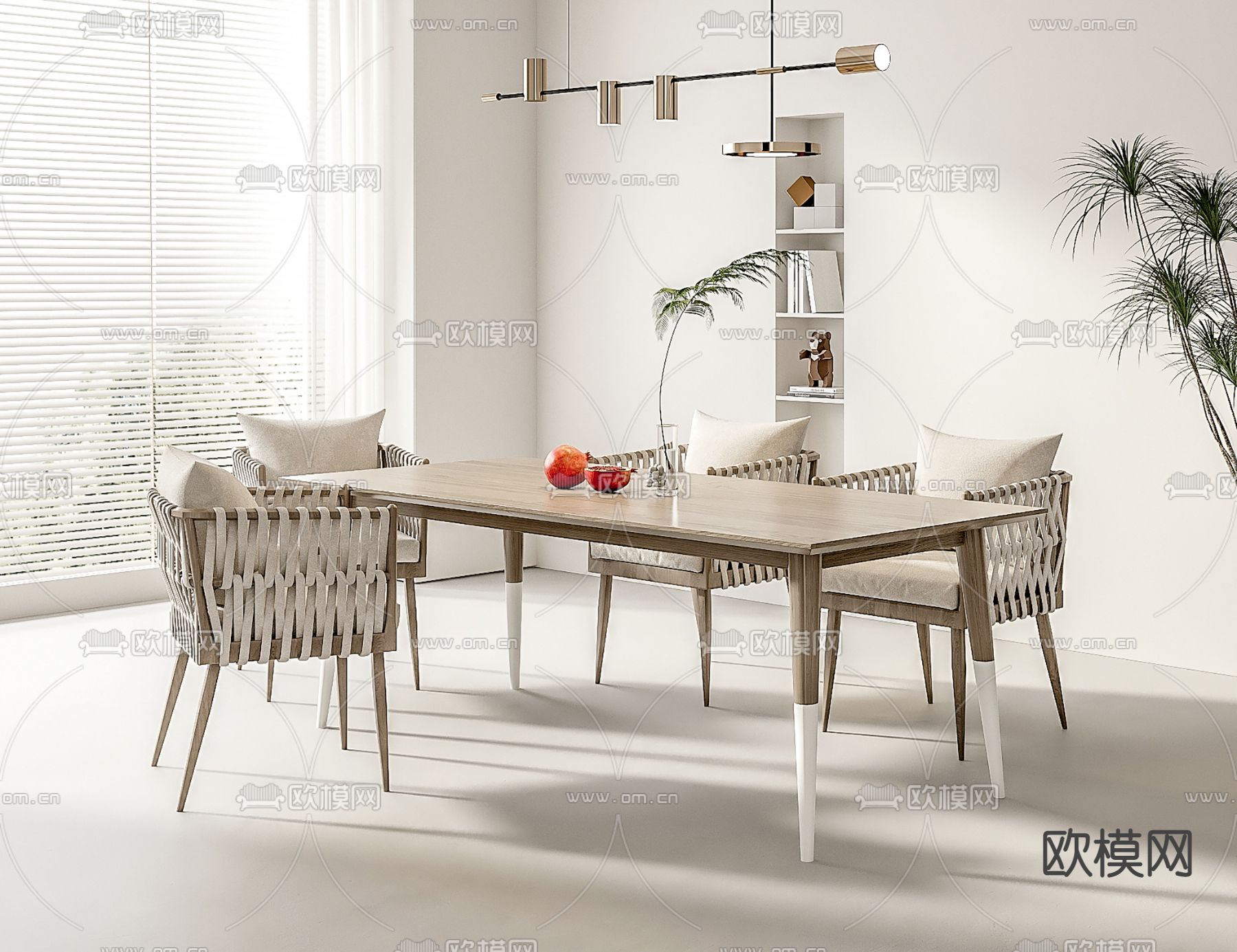 北欧餐桌椅3d模型下载