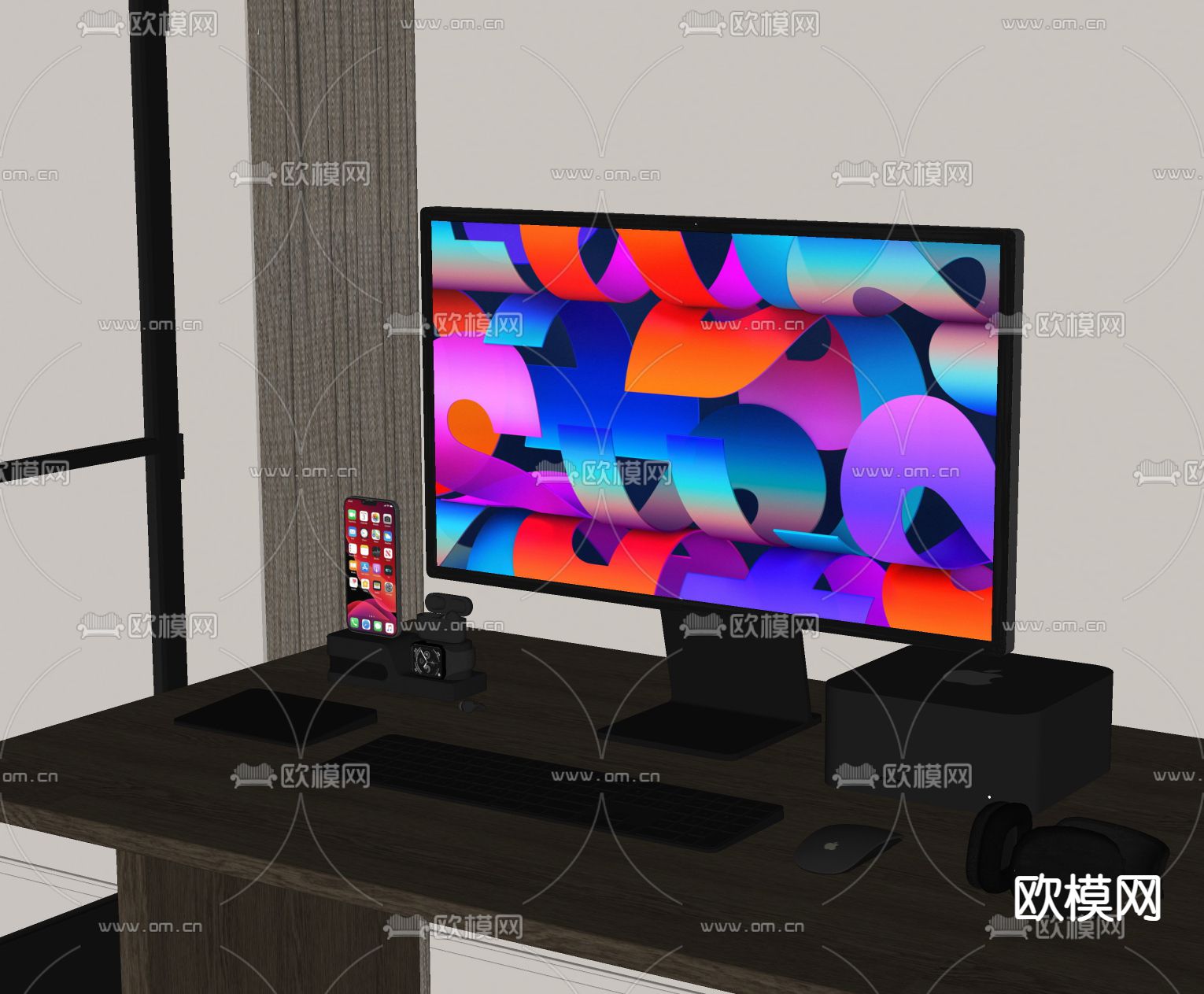 苹果电脑 手机 耳机su模型