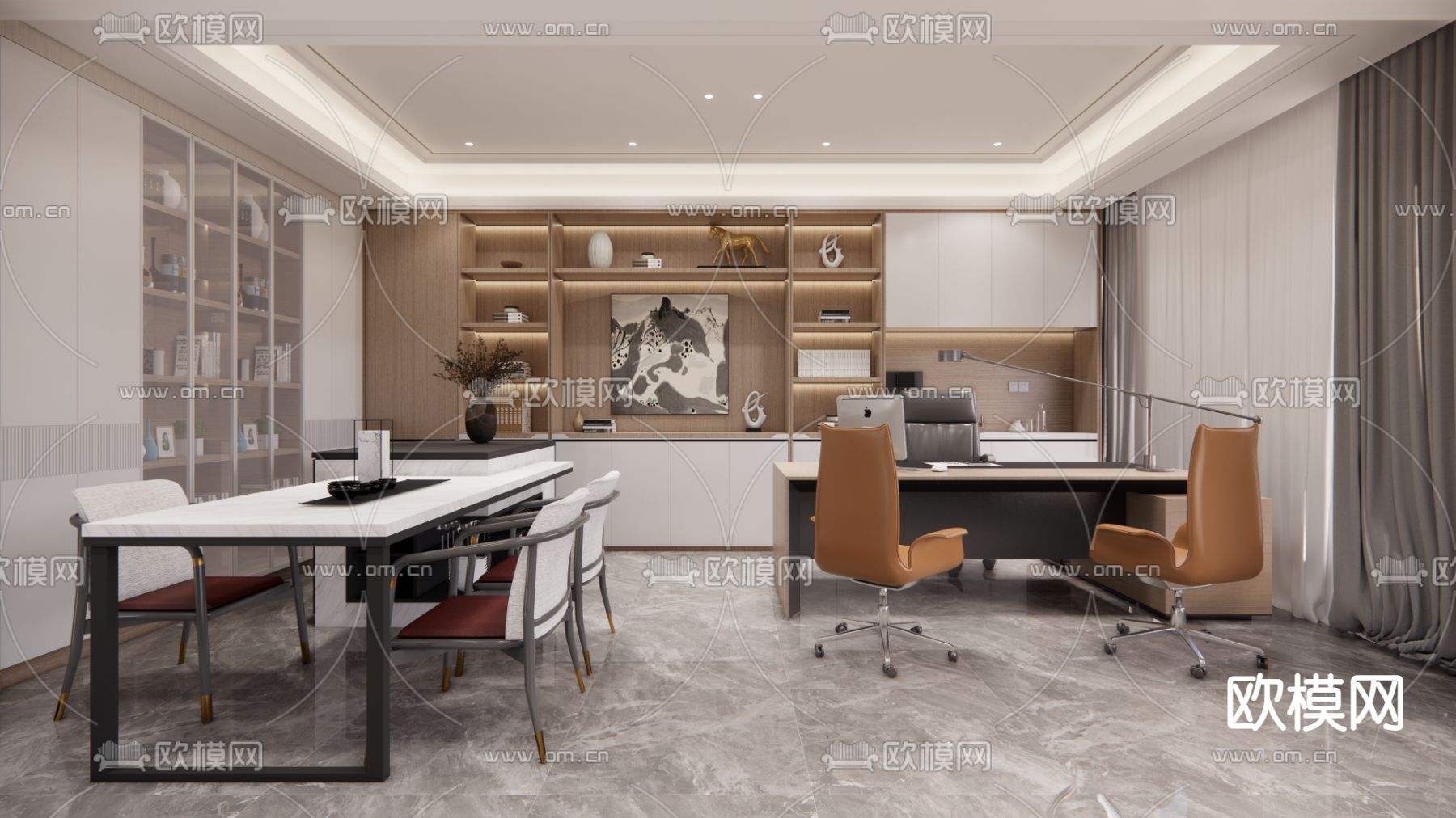 董事长室 总经理室su模型下载（渲染图1）