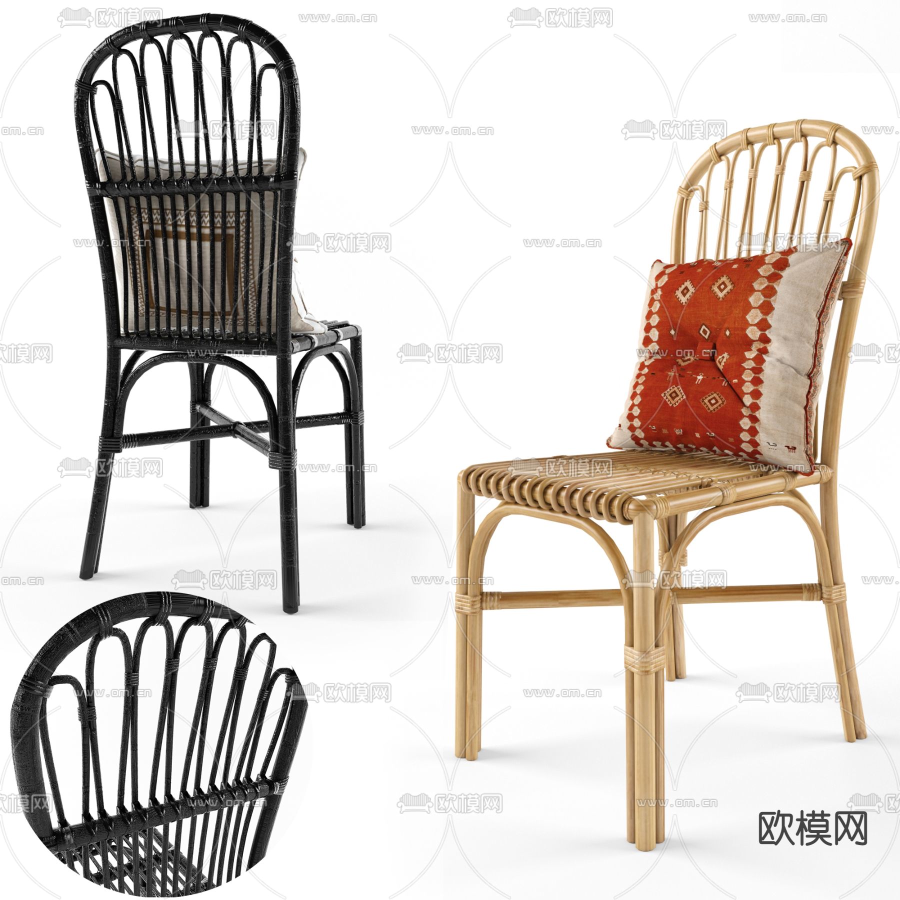 东南亚休闲椅3d模型下载（渲染图1）