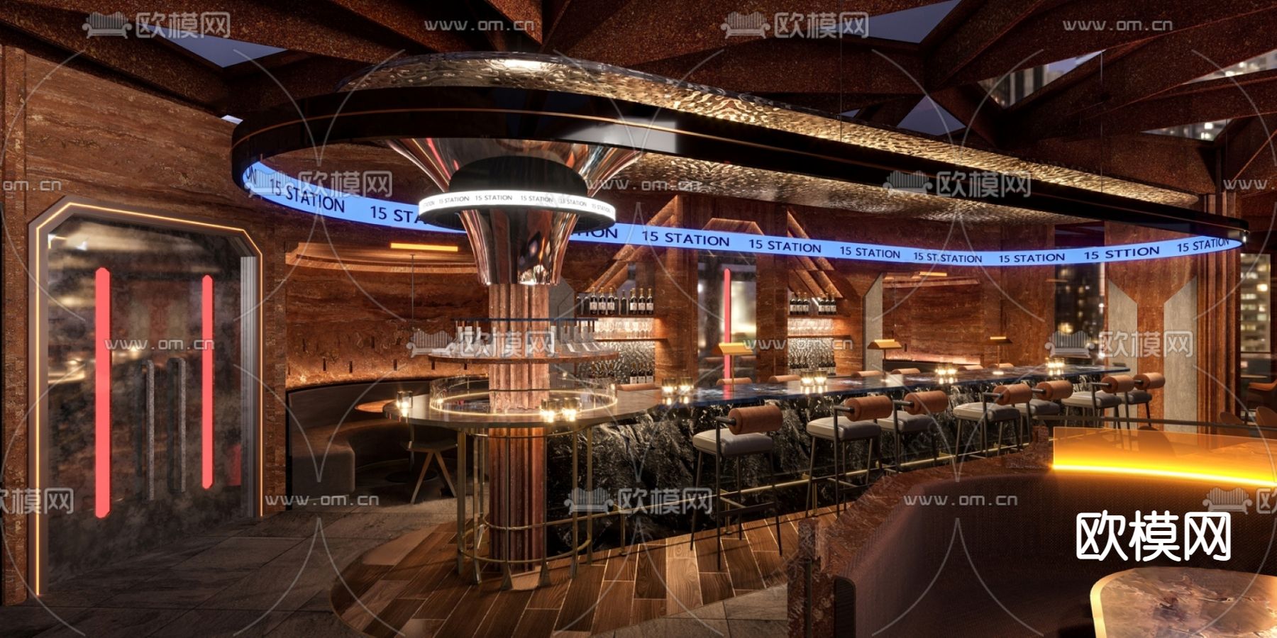 美式酒吧su模型下载（渲染图1）