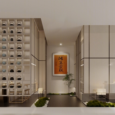  现代茶楼su模型 