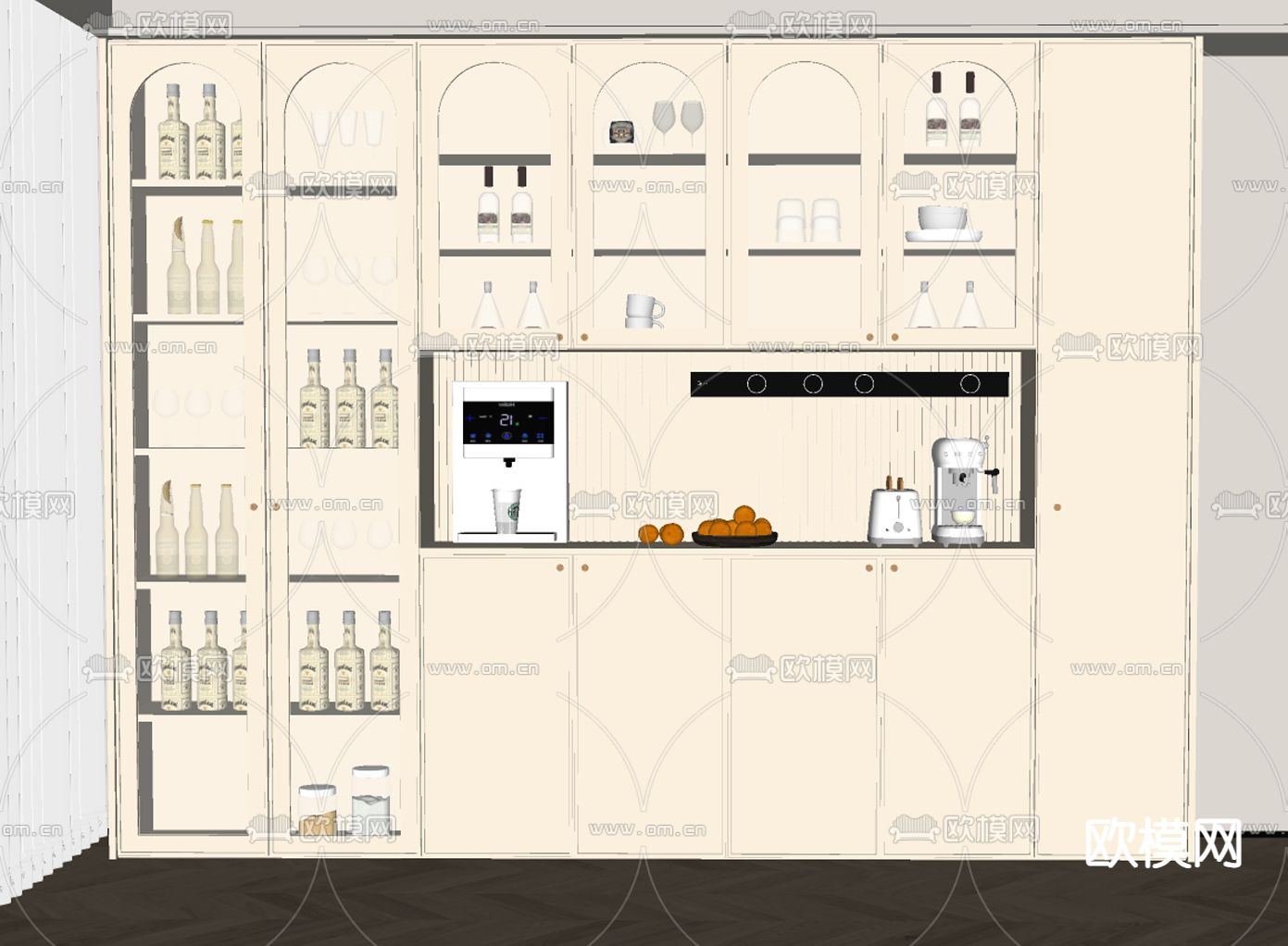 法式酒柜su模型下载（渲染图2）