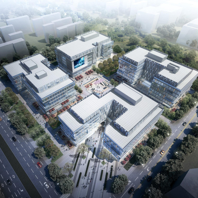  产业园鸟瞰su模型 