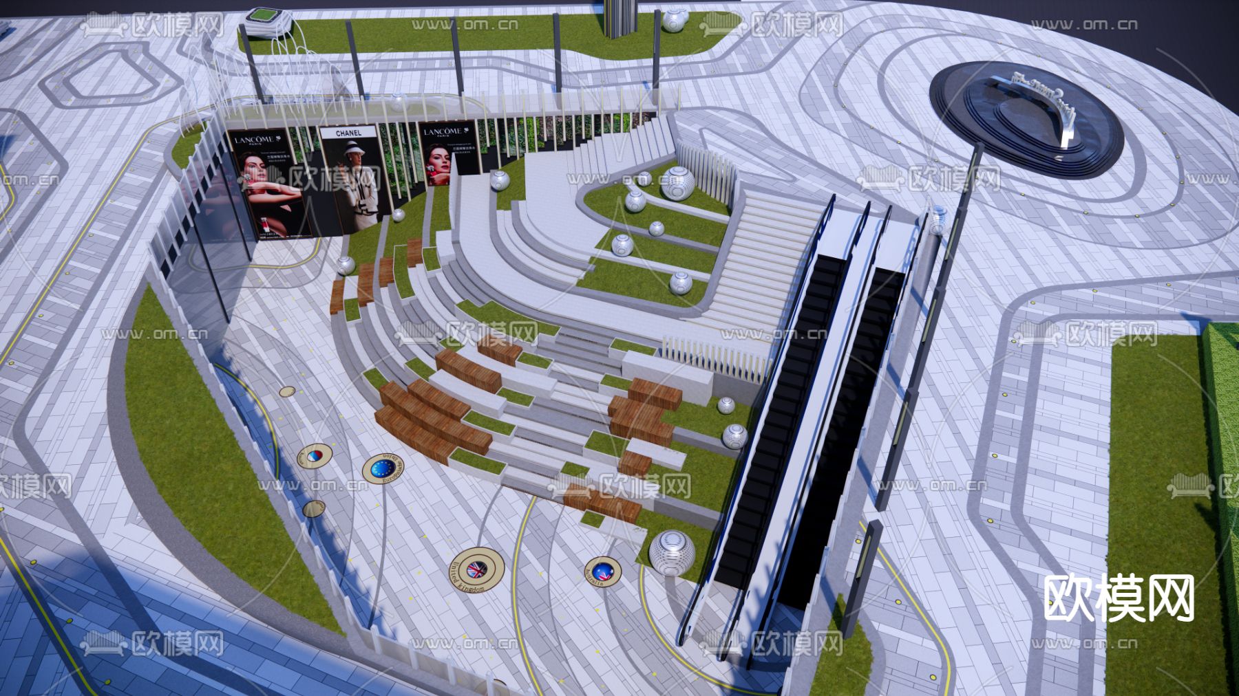 现代商业综合体鸟瞰su模型下载（渲染图3）