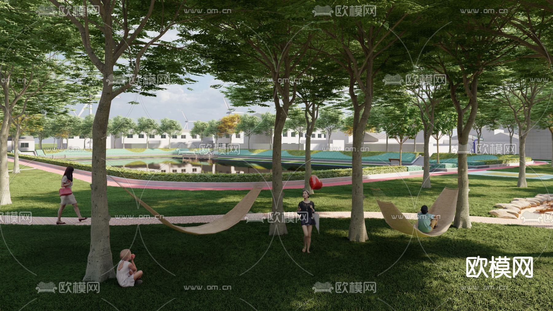 活动广场su模型下载（渲染图2）