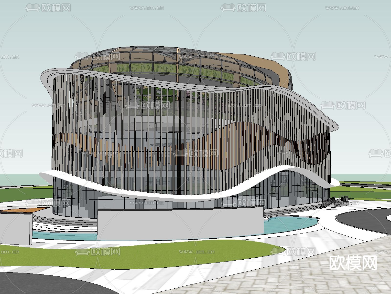 展览馆外观su模型下载_ID14063891_sketchup模型下载-欧模网