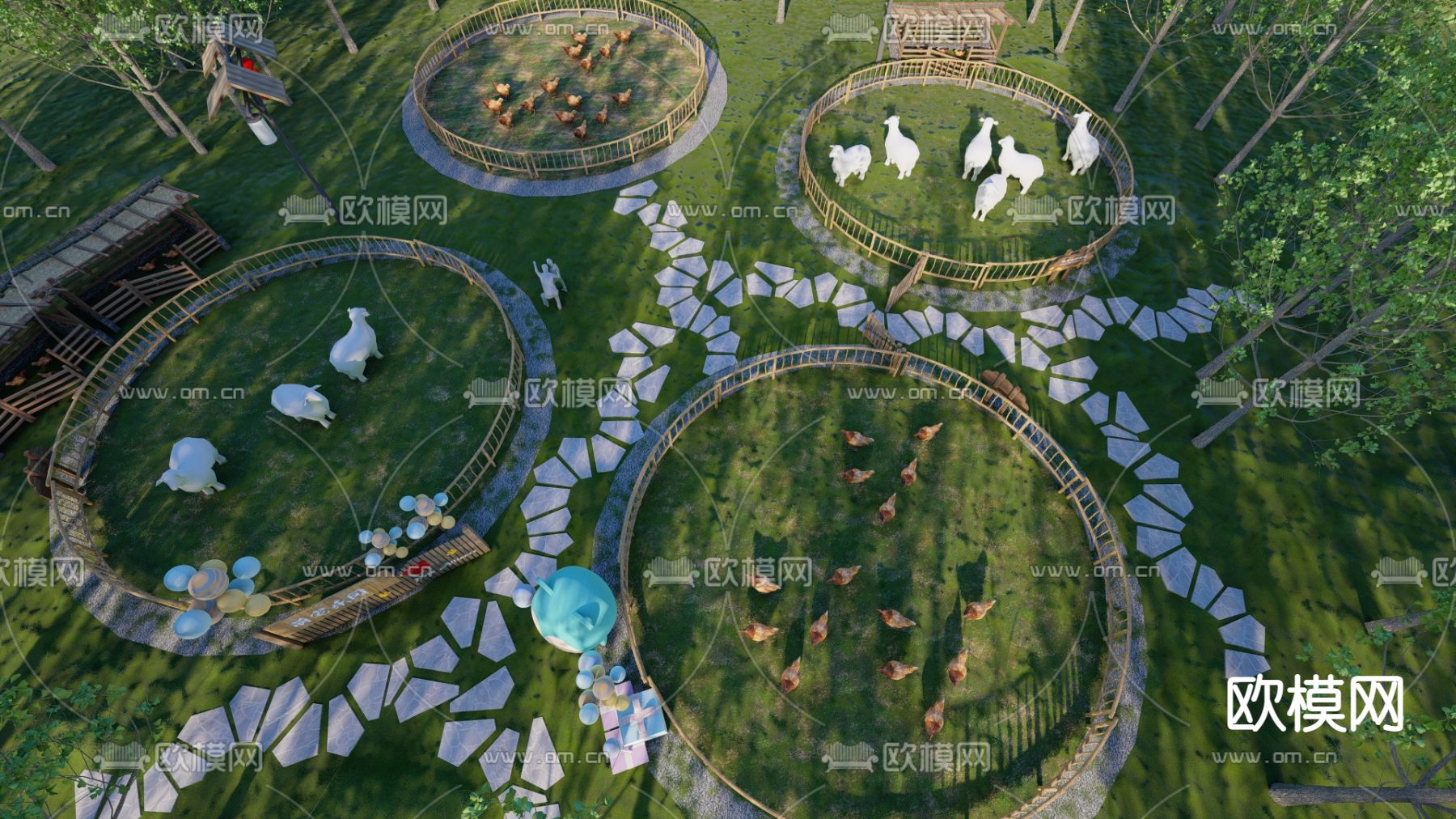 农场 牧场su模型