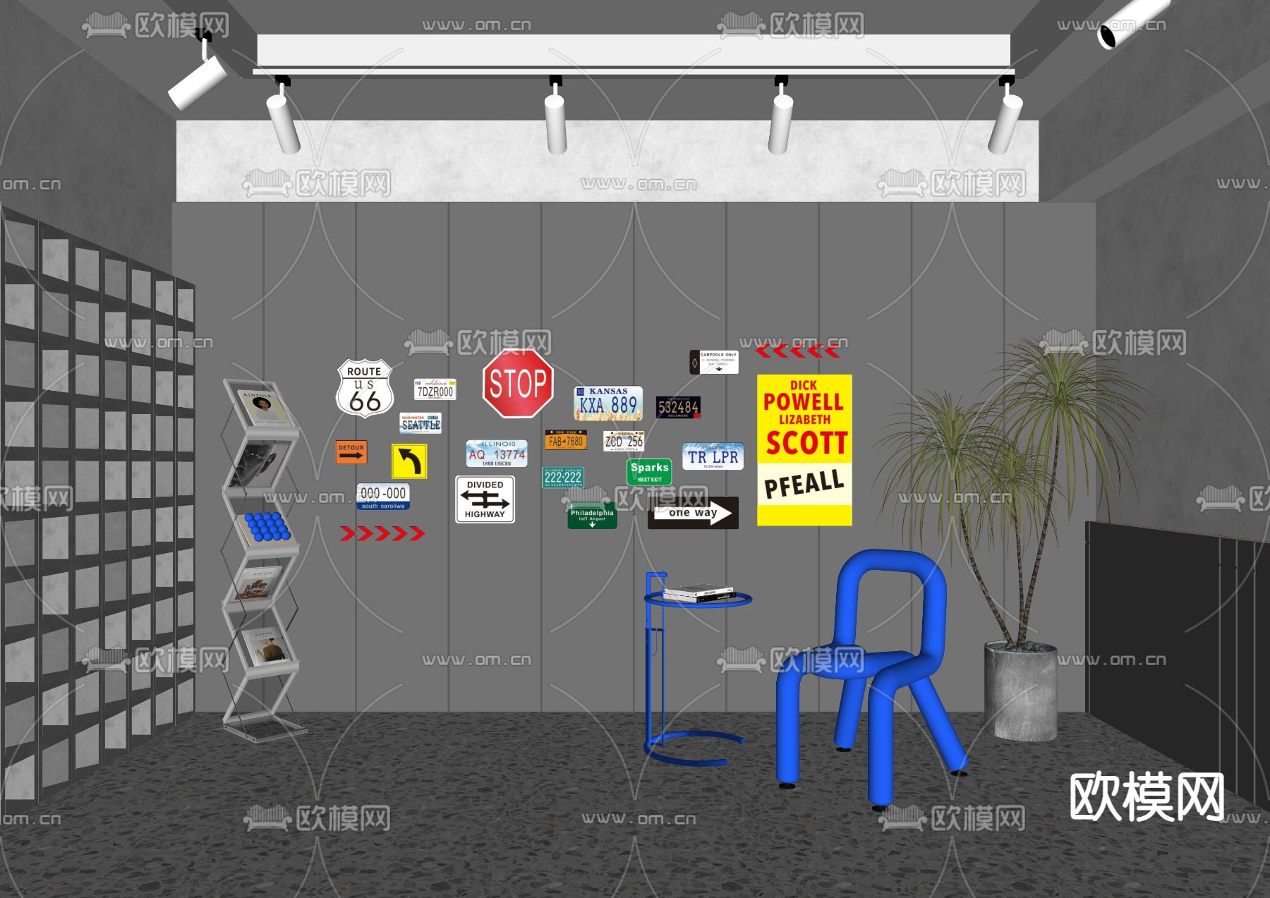 网红墙 拍照墙 打卡区su模型下载（渲染图2）