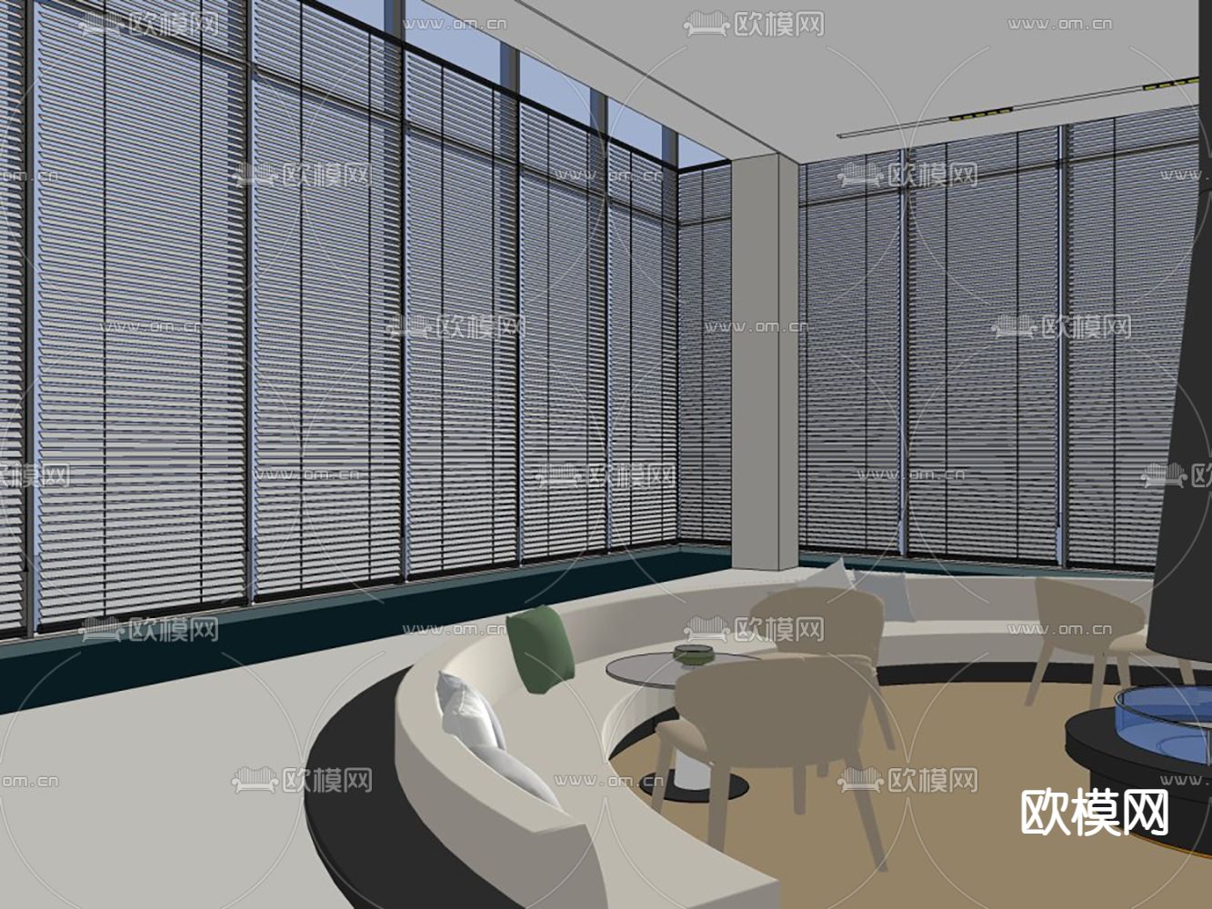 会所休闲区 大堂吧su模型下载（渲染图6）