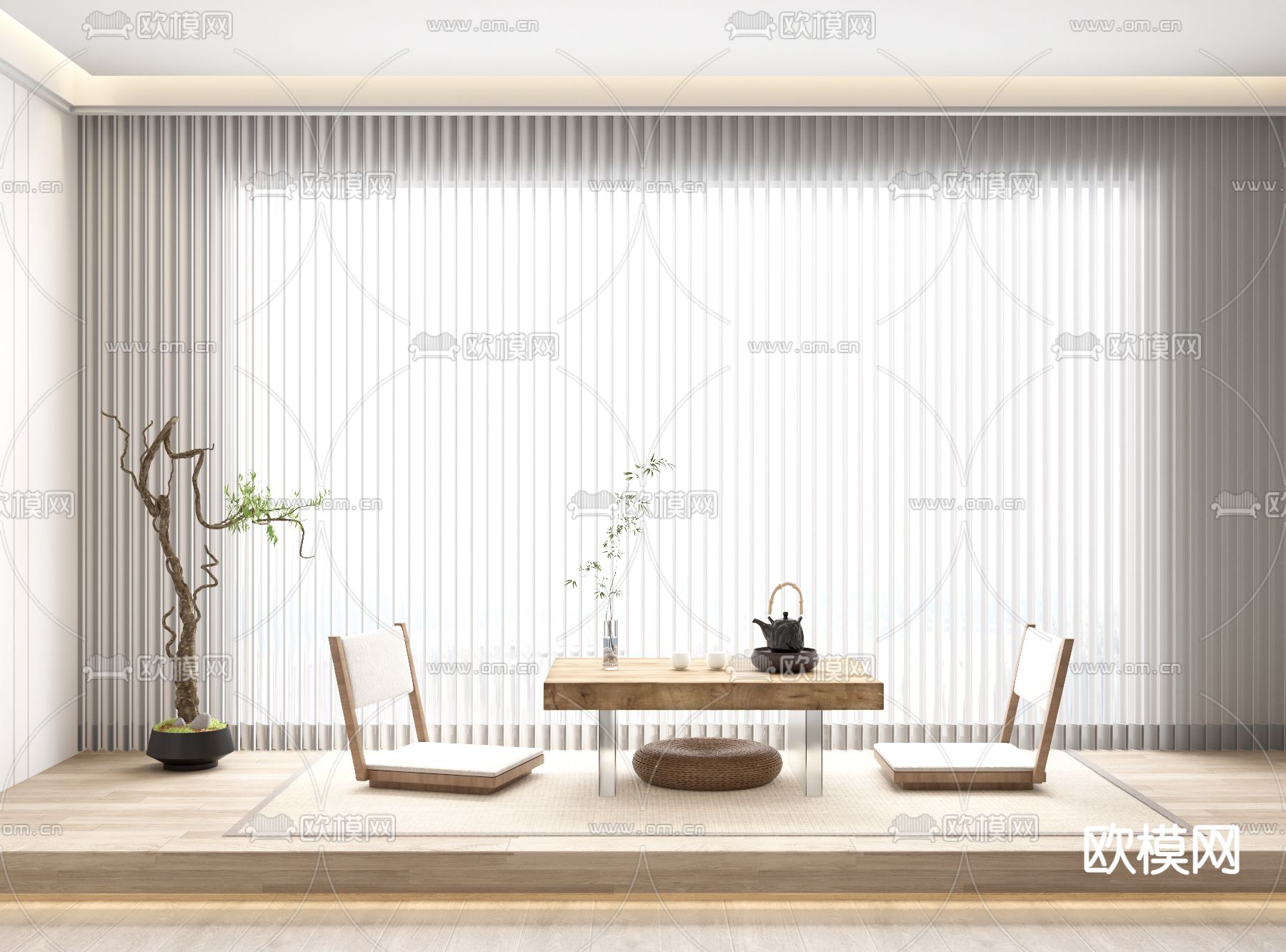 日式榻榻米茶室3d模型下载