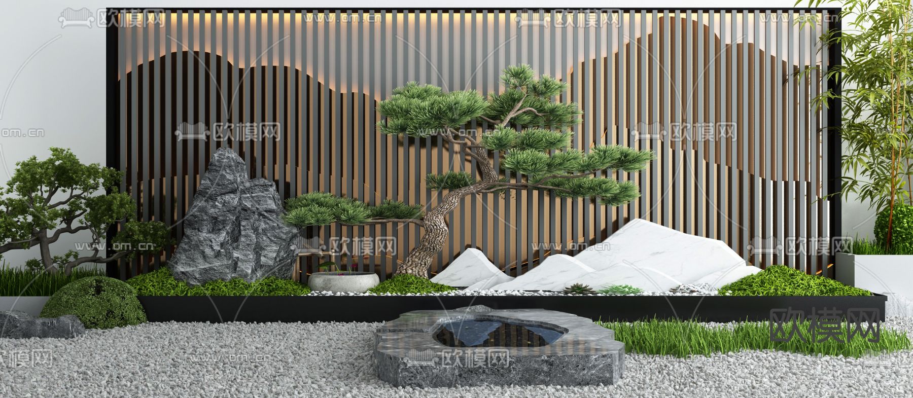 庭院造景 景观小品3d模型下载