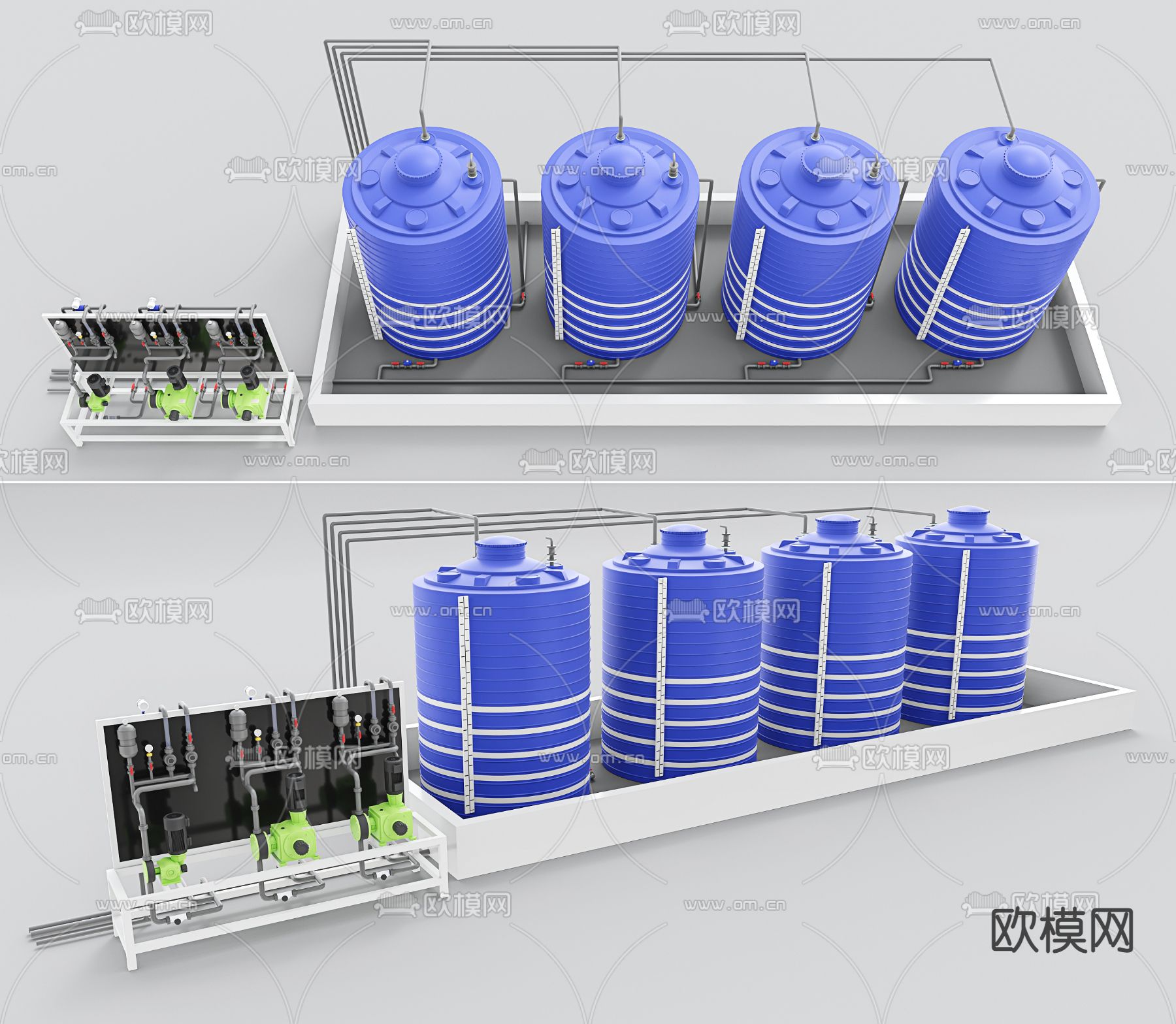 工业设备 水厂设备su模型下载（渲染图1）