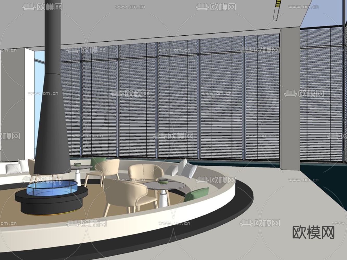 会所休闲区 大堂吧su模型下载（渲染图3）