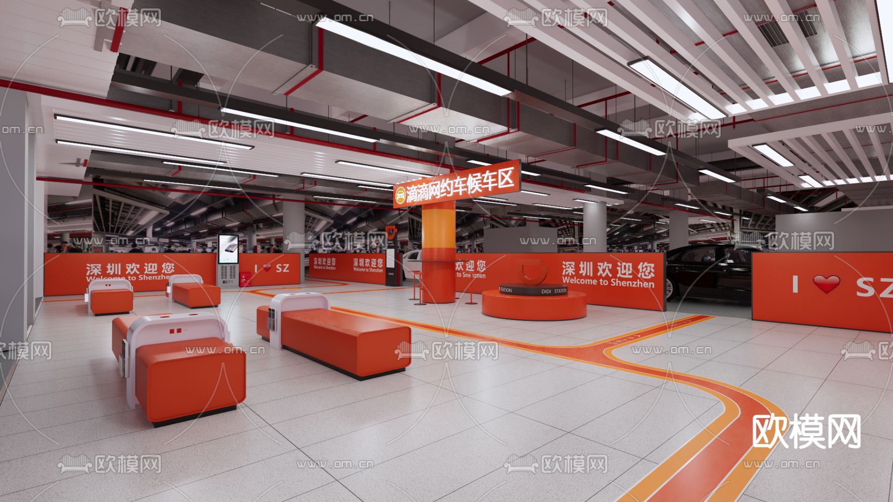 车站 候车区su模型下载（渲染图1）