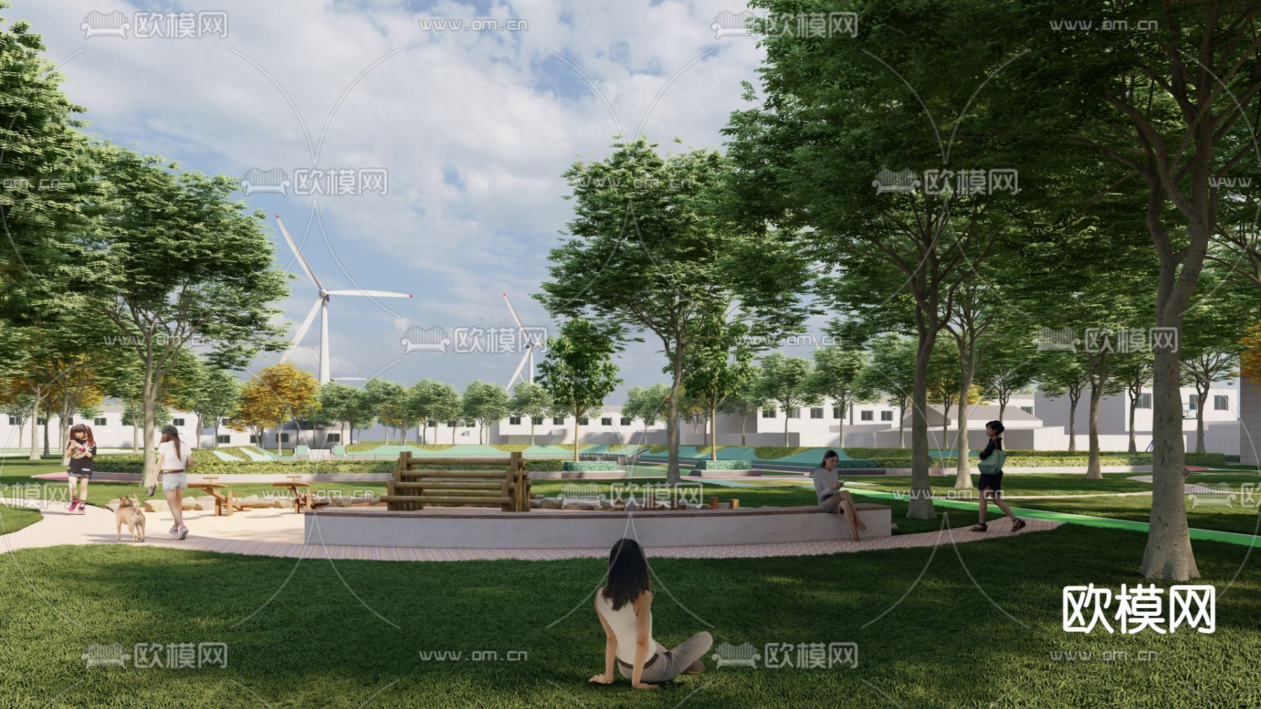 活动广场su模型下载（渲染图1）