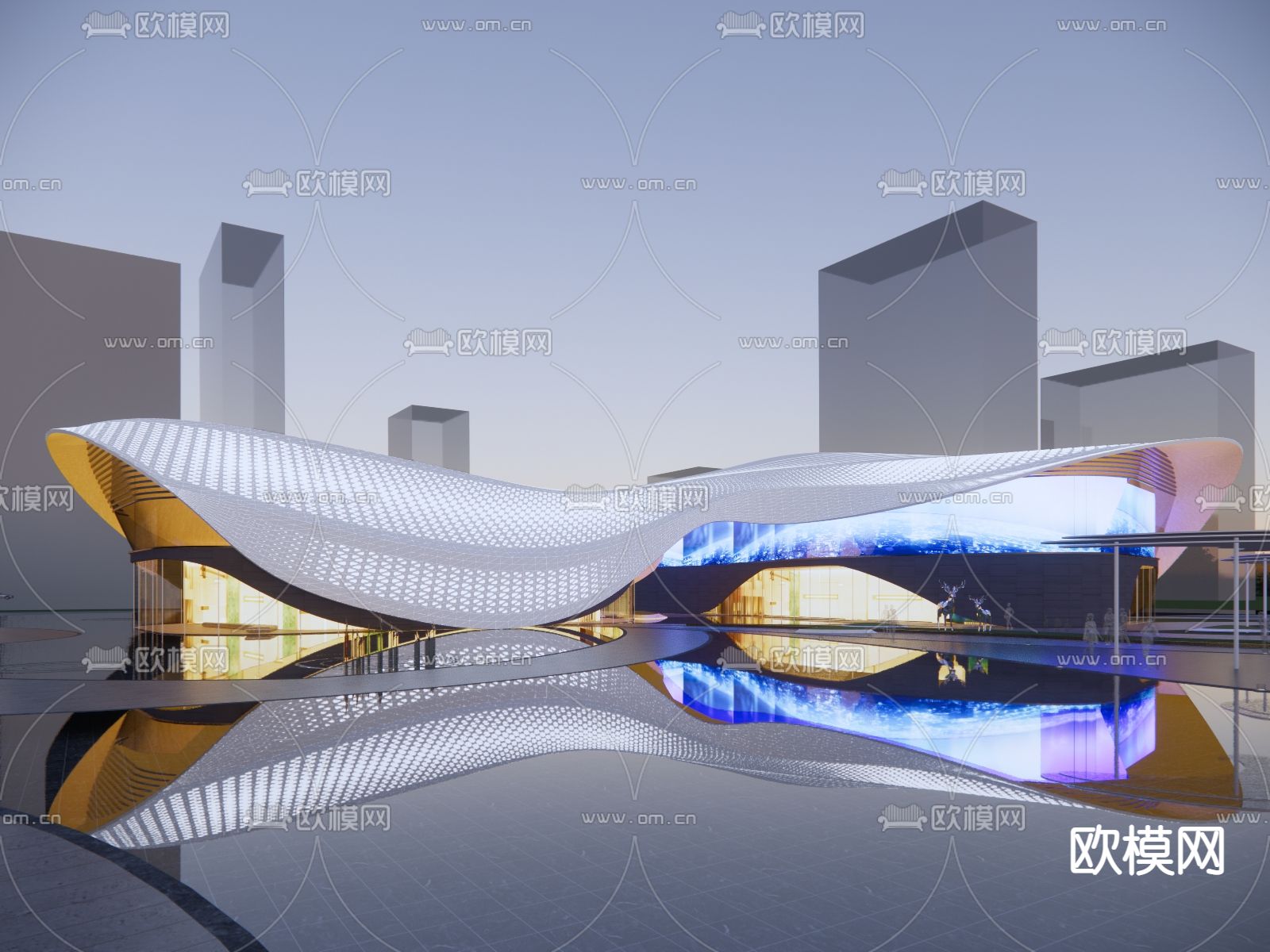 售楼处 外观su模型下载（渲染图1）