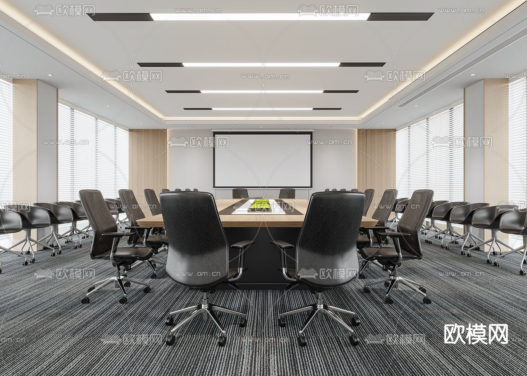 现代会议室 会议厅3d模型下载