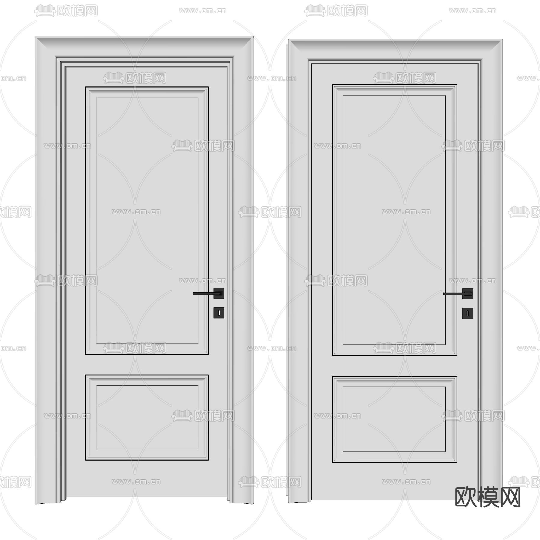 简欧单开门su模型