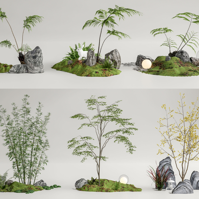 现代庭院小品su模型