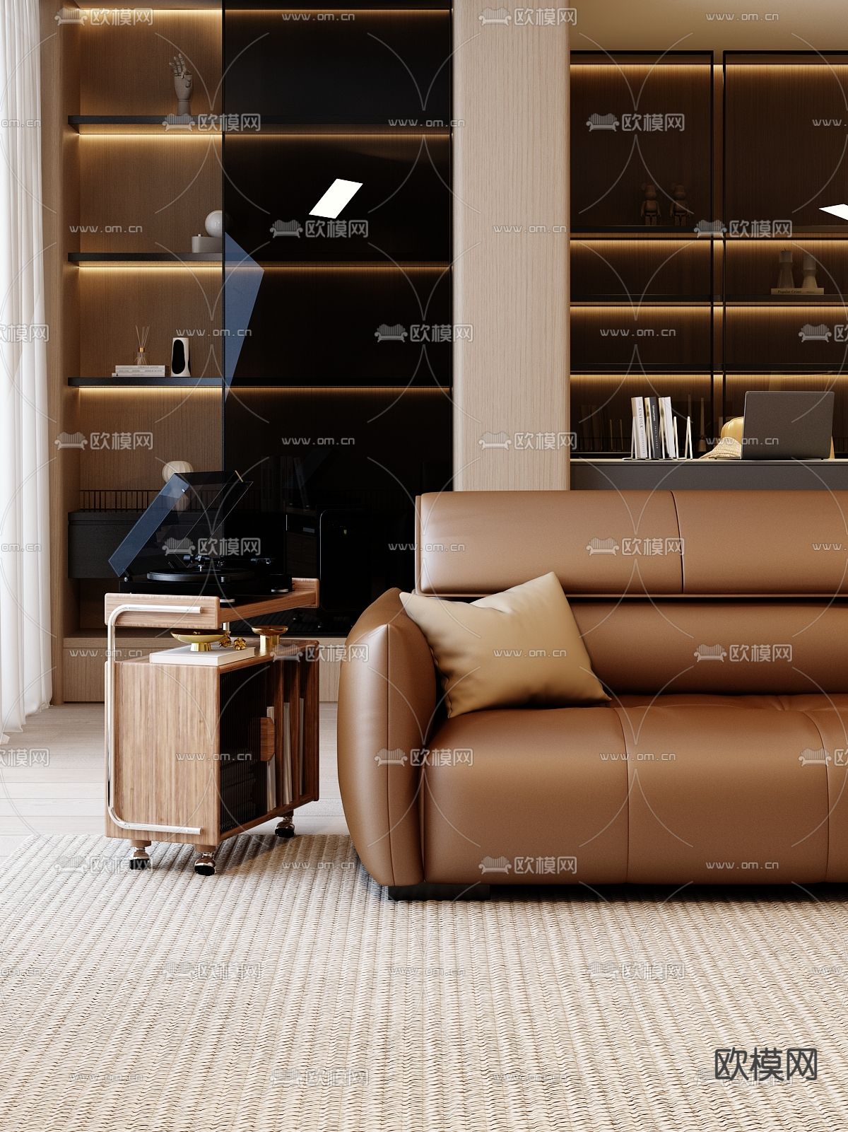 双人沙发 皮革沙发3d模型下载（渲染图3）