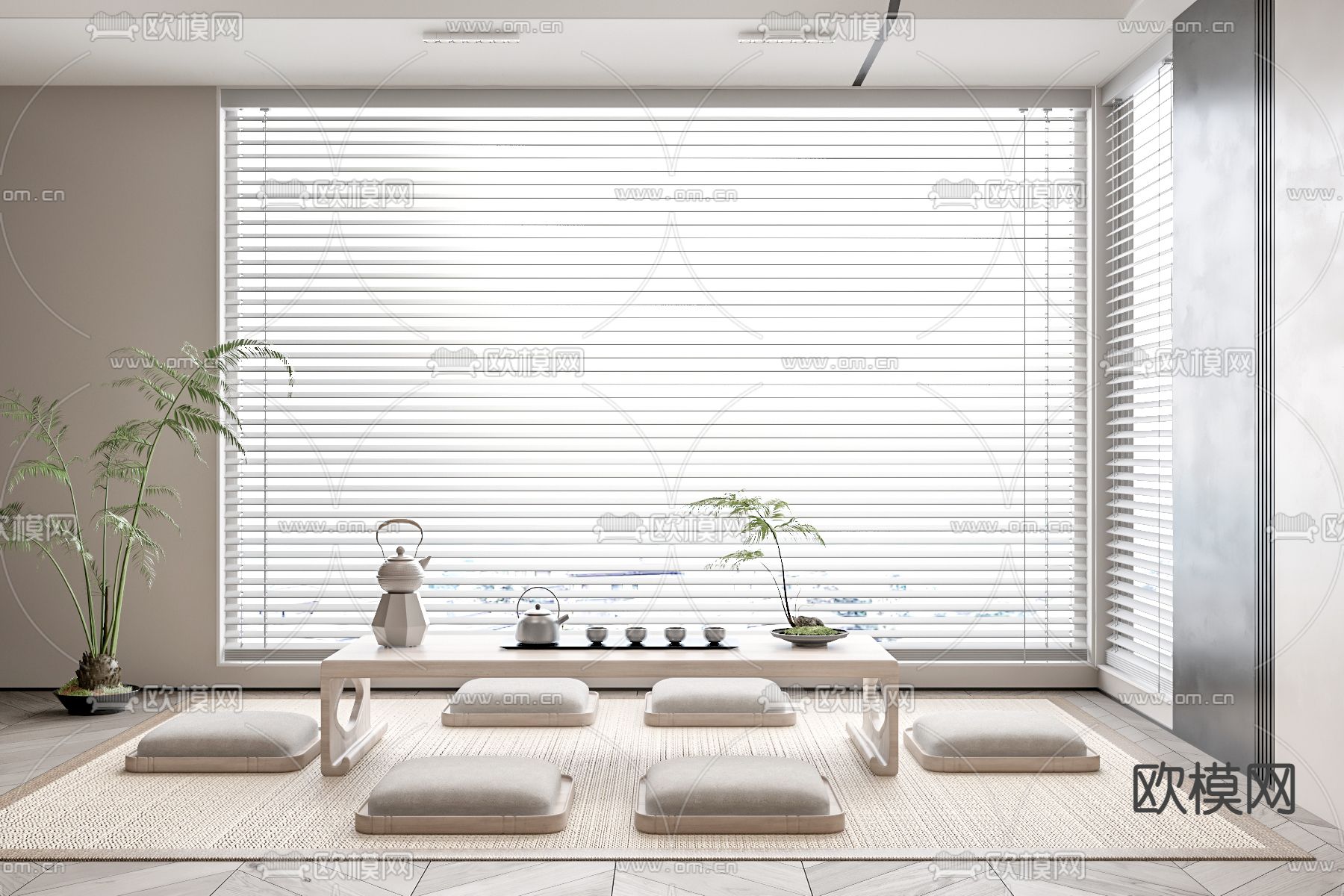 日式榻榻米茶室3d模型下载