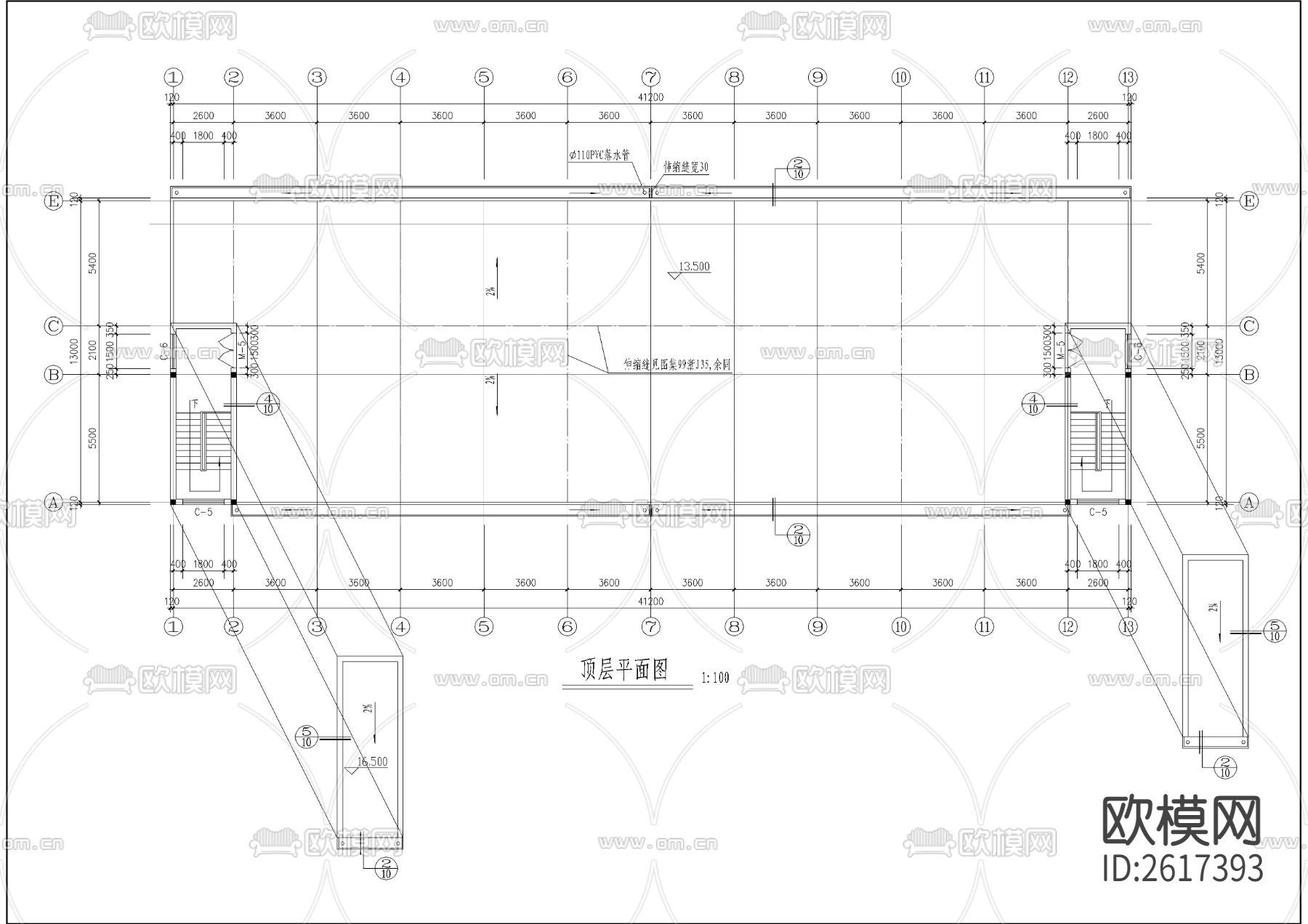 杭州车业有限公司宿舍楼CAD施工图下载（渲染图5）
