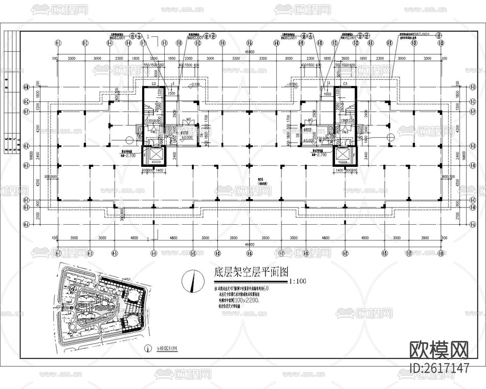 某高层住宅6栋CAD施工图-免费3dmax模型库-欧模网