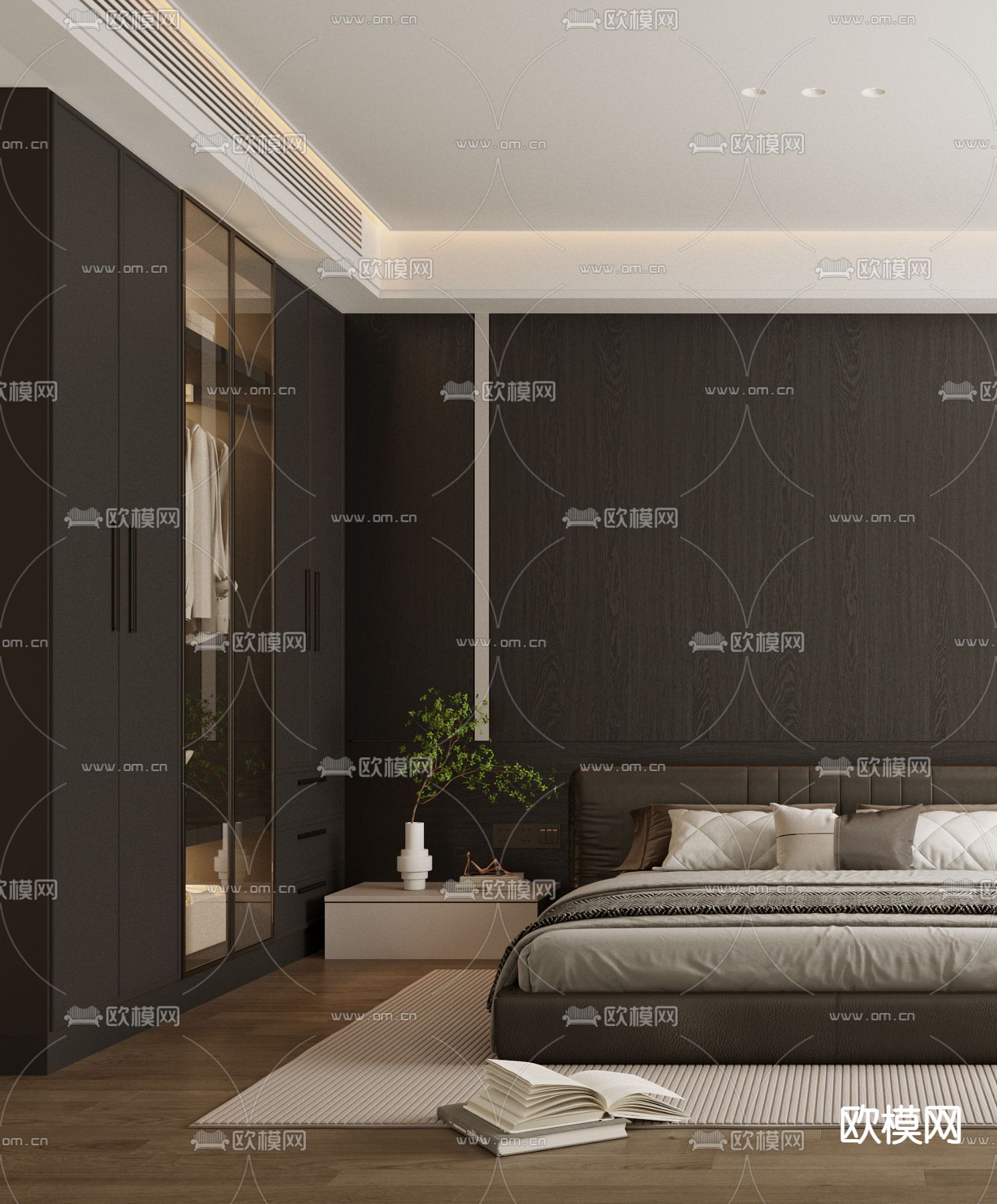 暗黑风卧室 主卧3d模型下载（渲染图2）