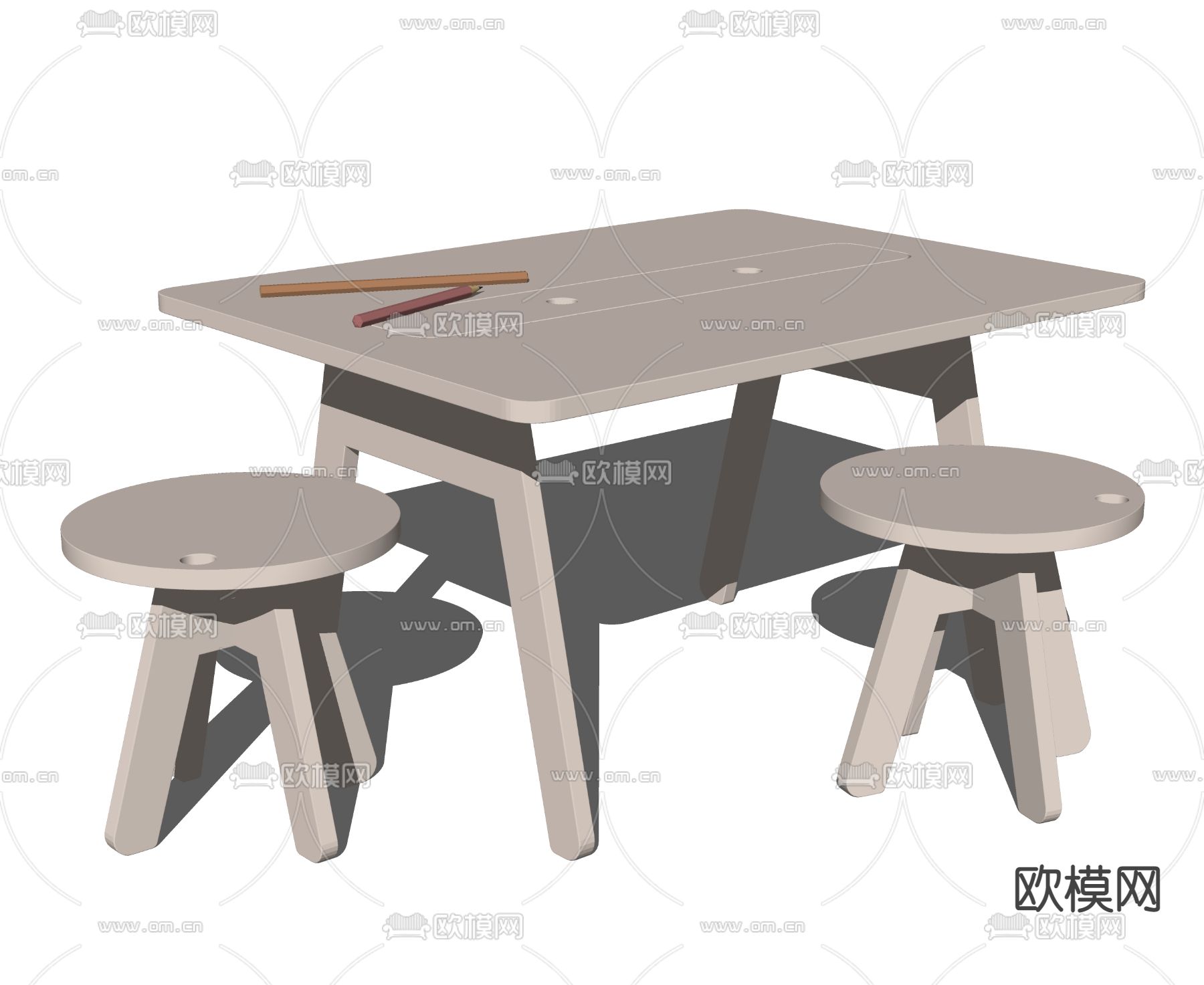 peekaboo 儿童桌椅su模型下载（渲染图2）