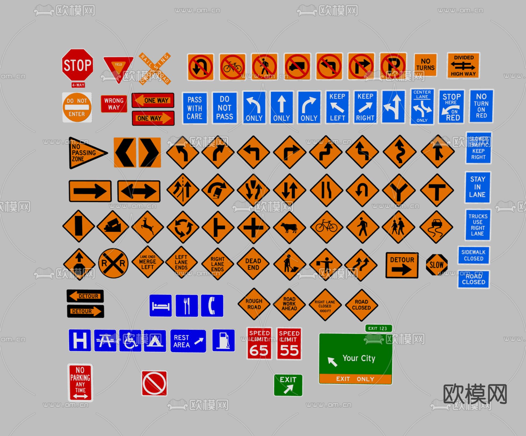 路牌 路标su模型下载（渲染图3）