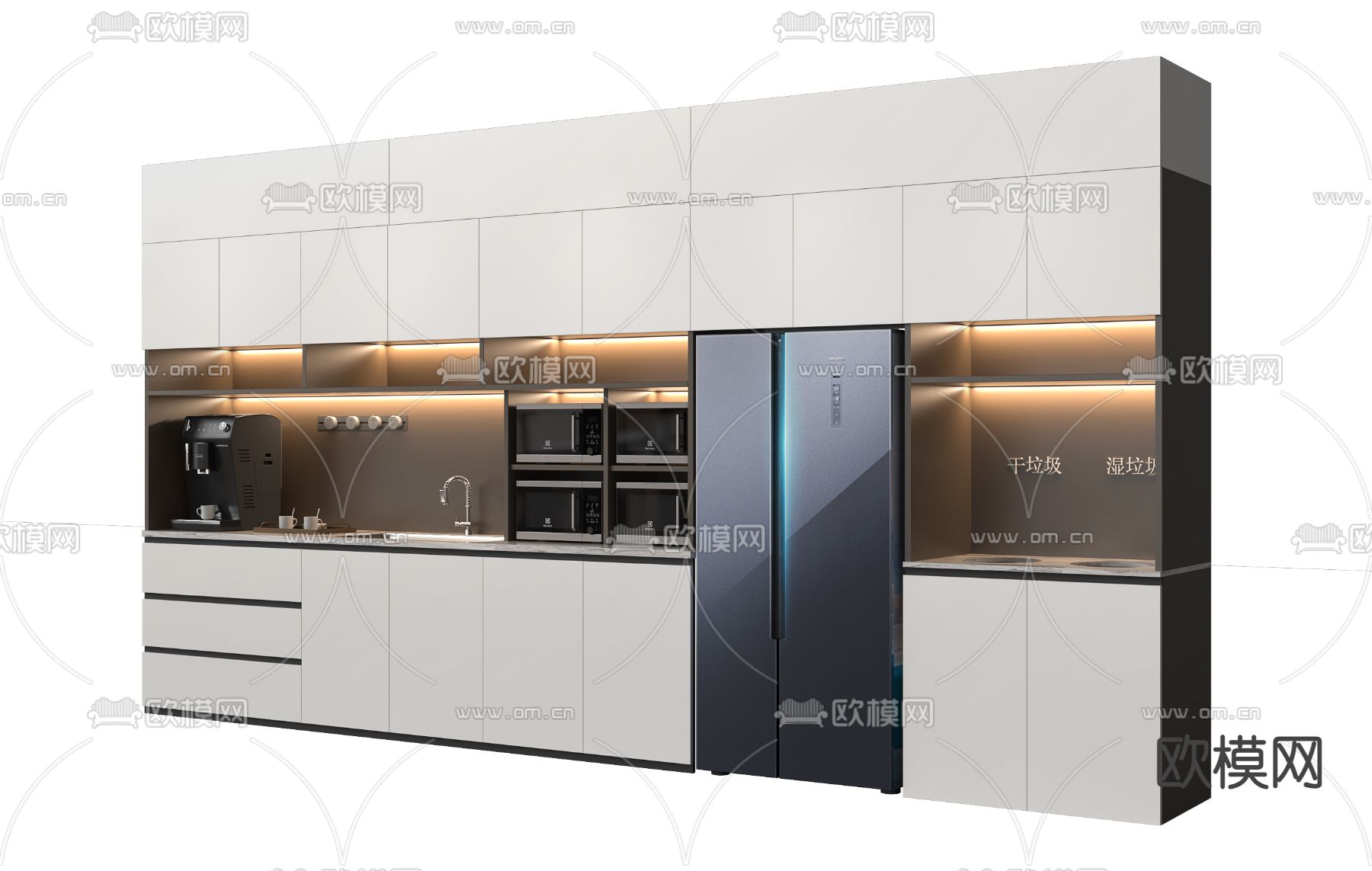 餐边柜 茶水柜 水吧柜3d模型下载（渲染图2）