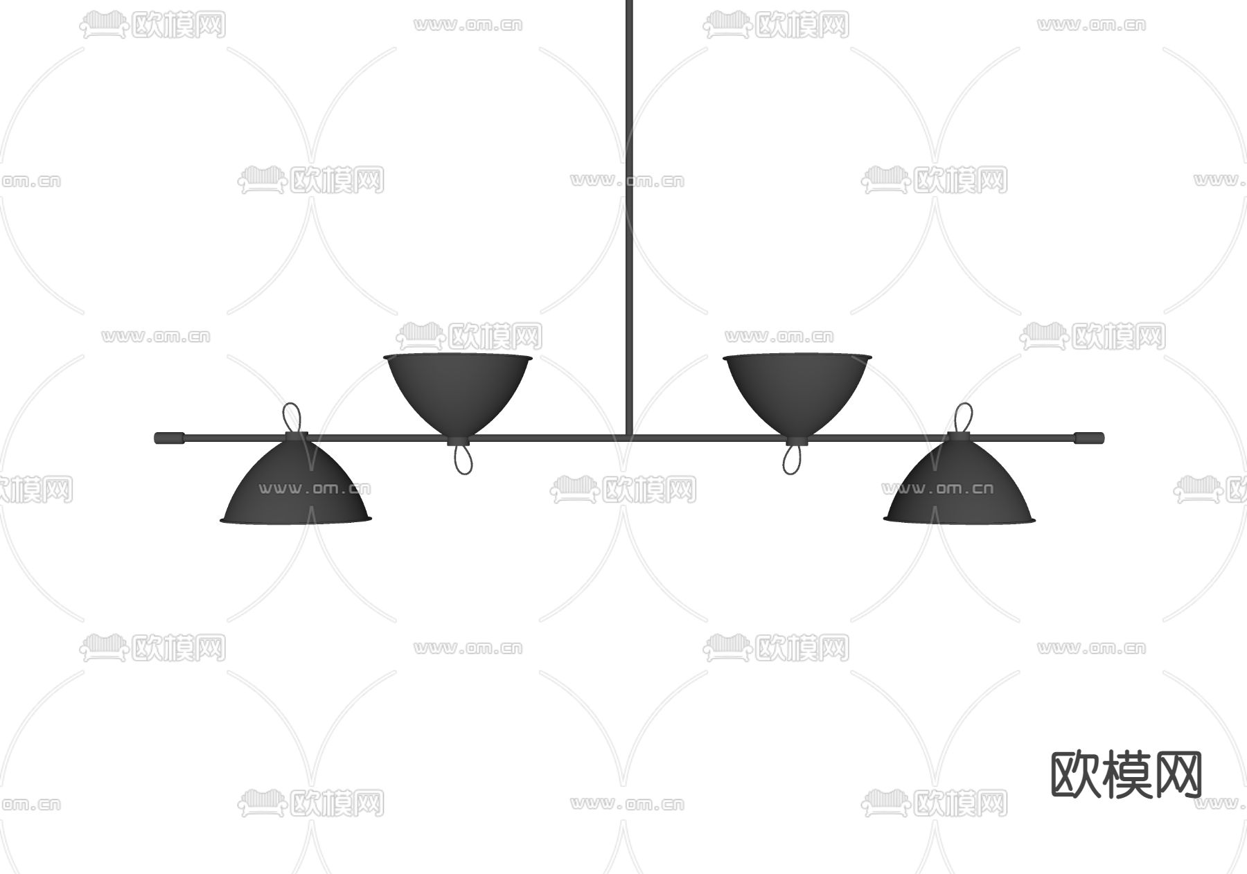 工业风吊灯su模型下载（渲染图2）