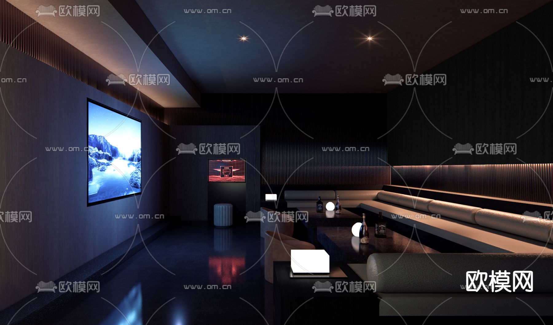 现代KTV包间su模型下载（渲染图1）