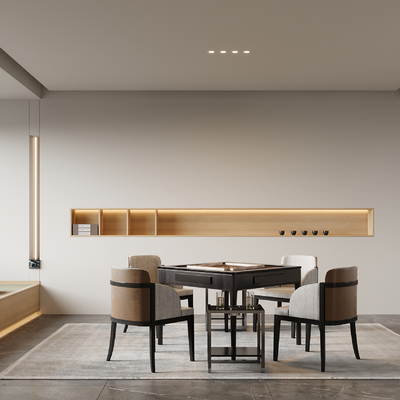 新中式棋牌室su模型 