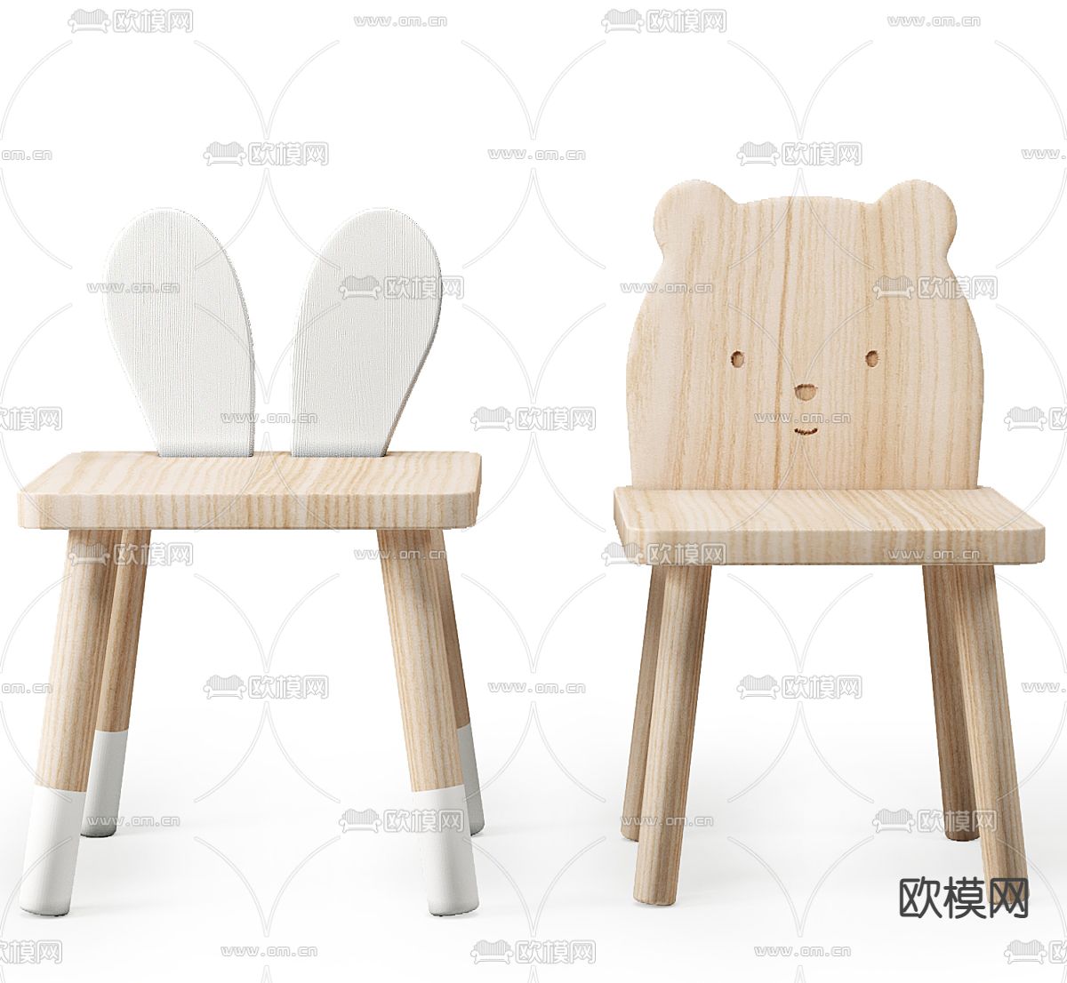 实木桌椅 儿童桌椅3d模型下载（渲染图2）