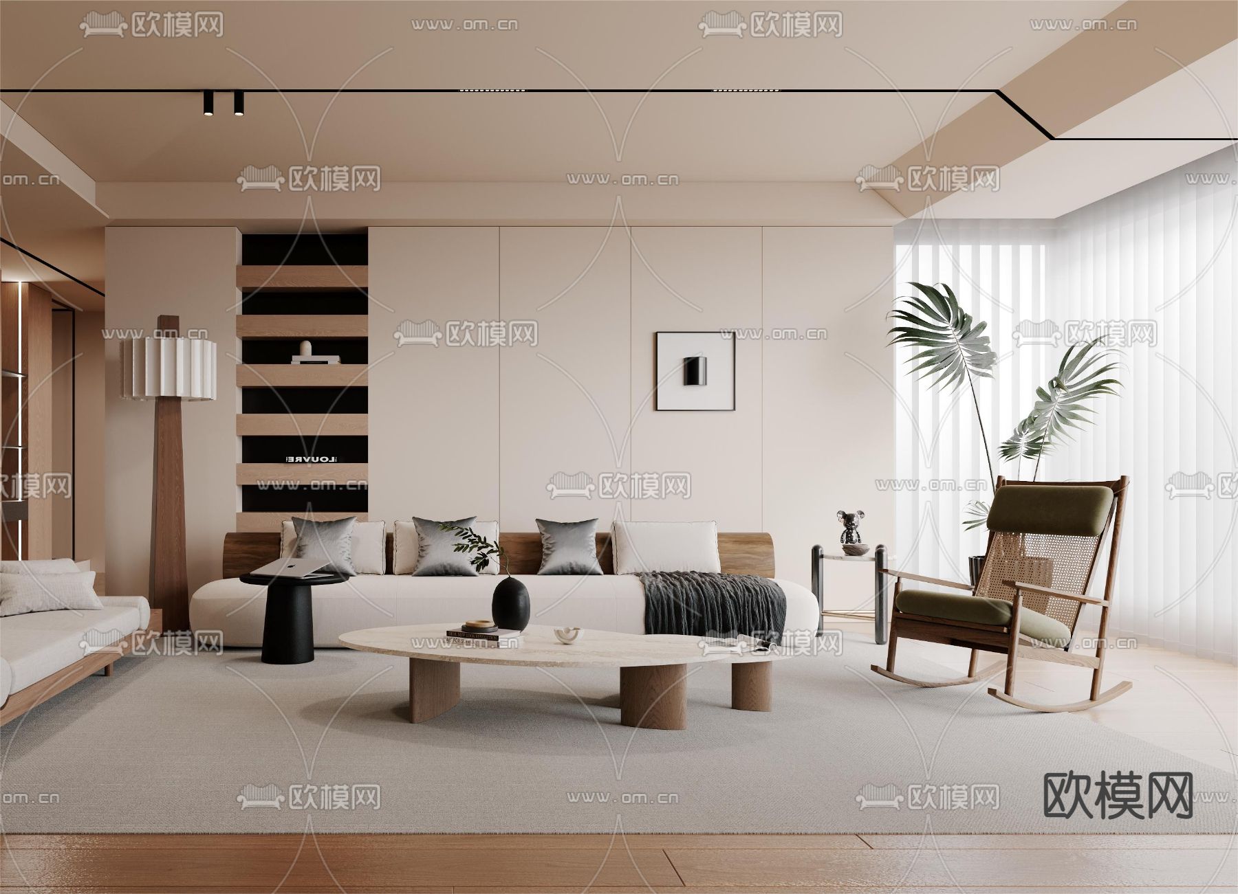 侘寂客厅3d模型下载（渲染图2）