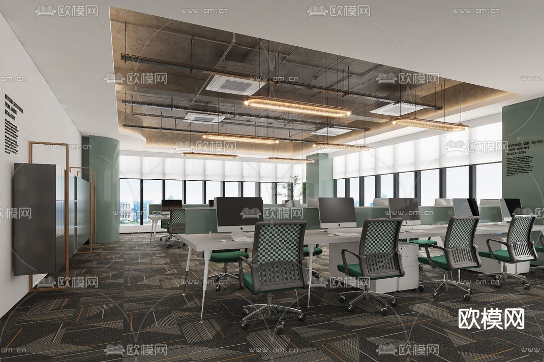 敞开式办公区 办公室3d模型下载_ID14064589_3dmax免费模型-欧模网
