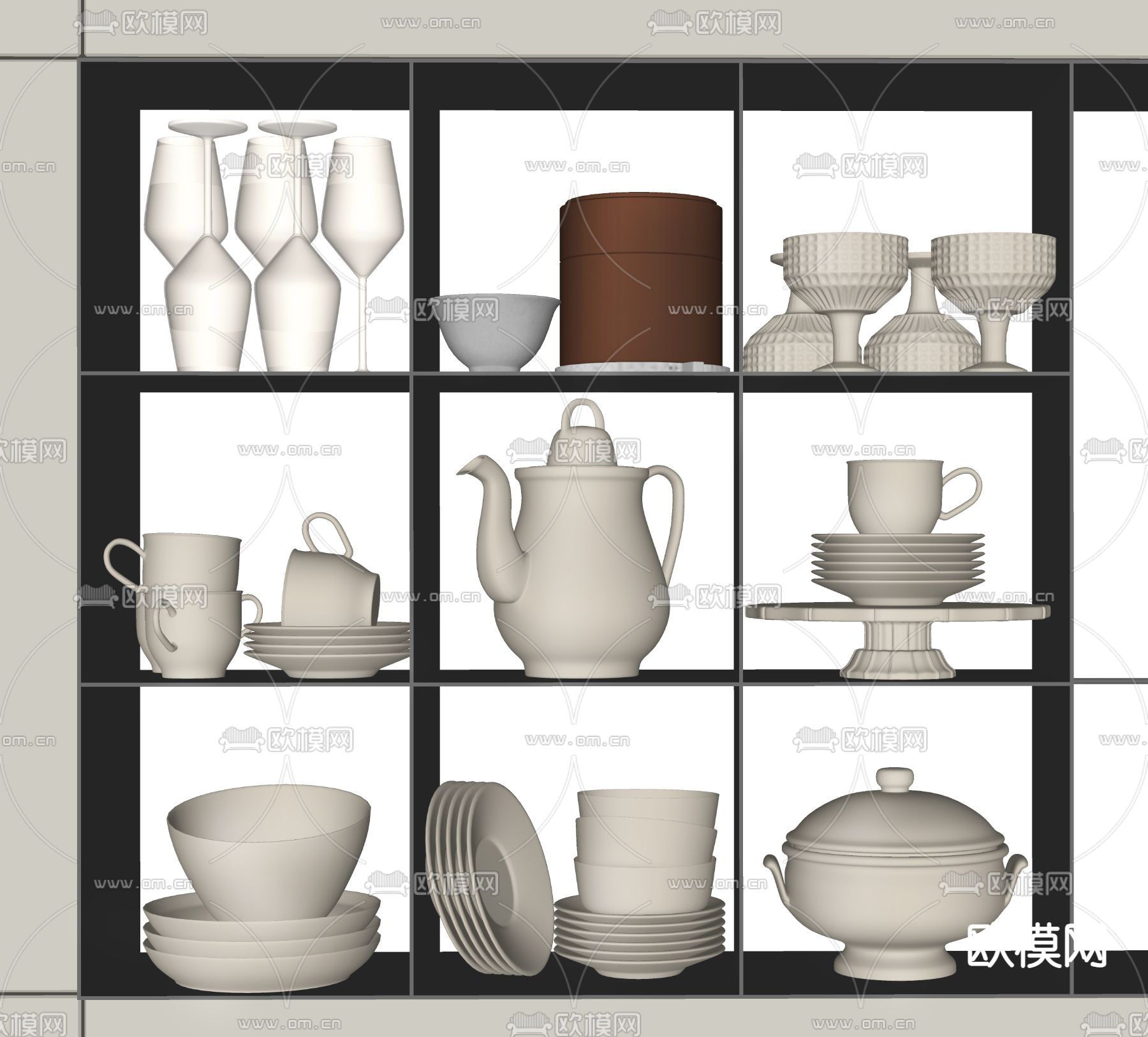 现代餐具su模型下载（渲染图2）