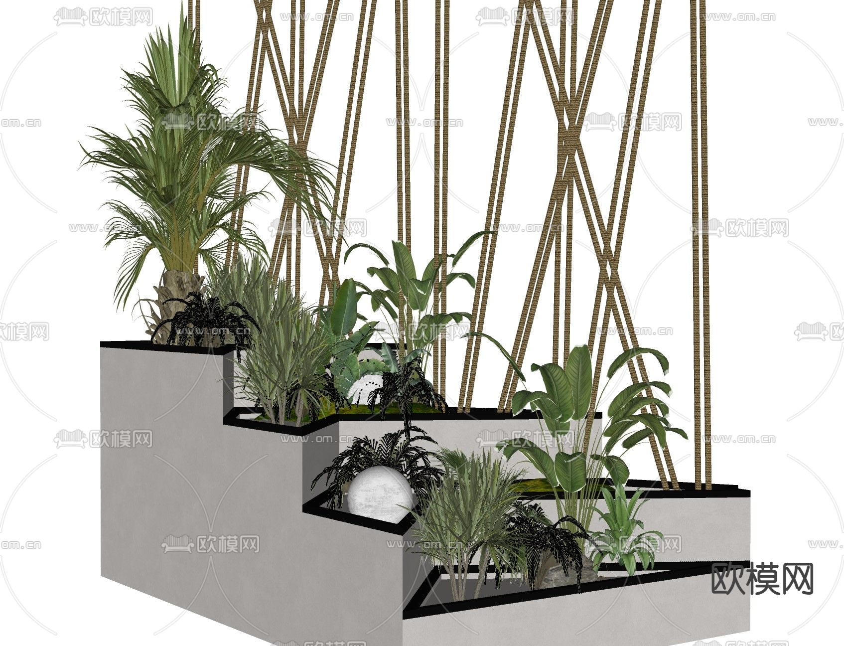 绿植 花坛su模型下载（渲染图2）