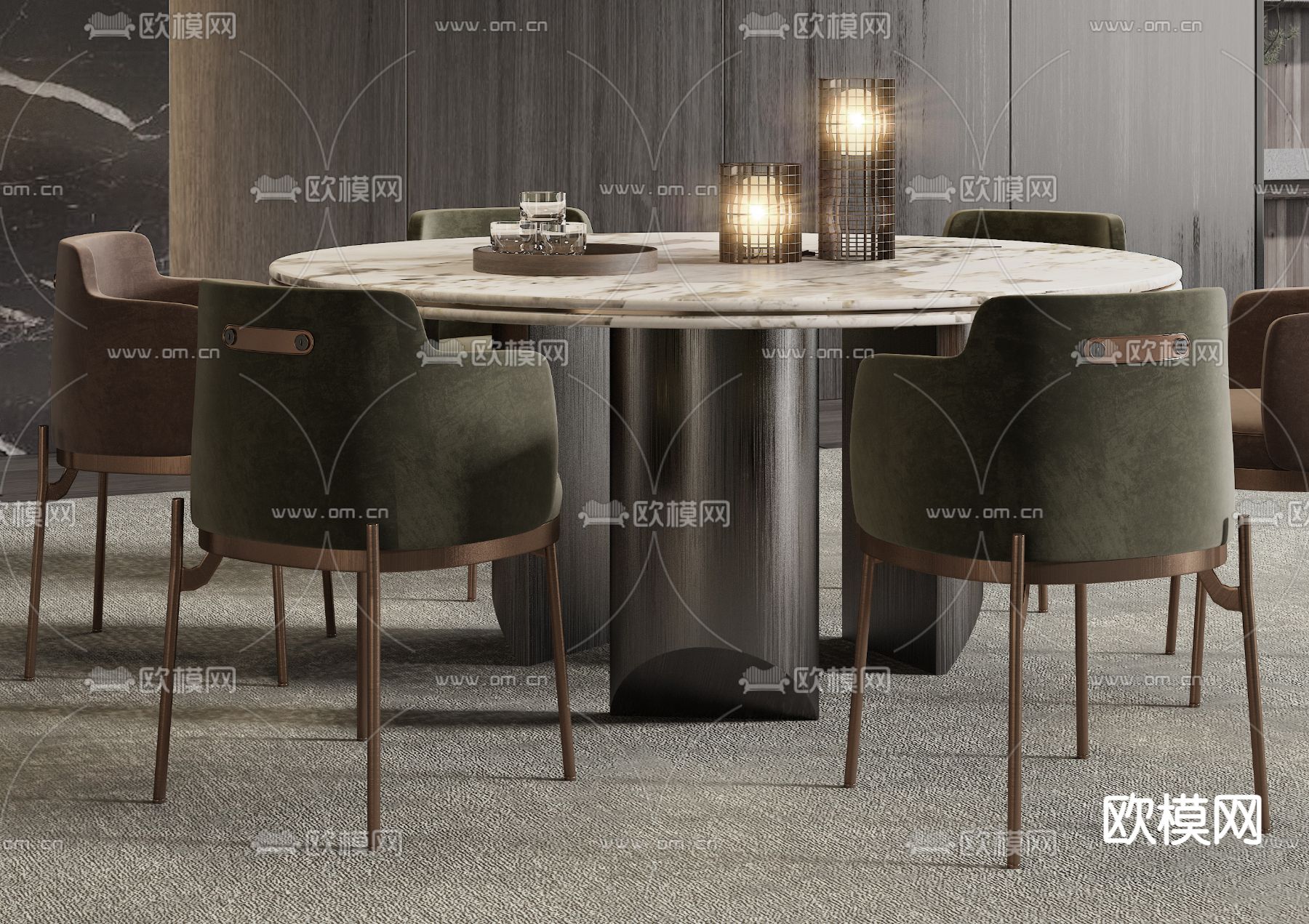 Minotti 餐桌椅3d模型下载（渲染图2）