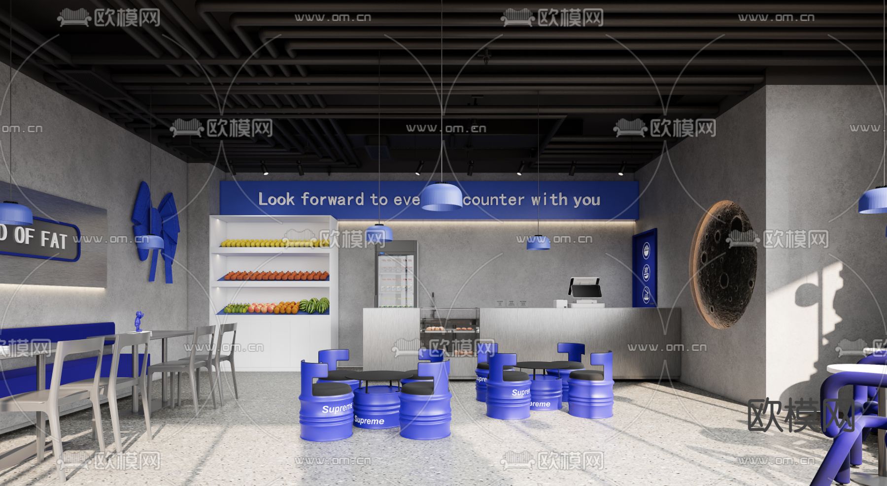 工业风奶茶店 甜品店3d模型下载