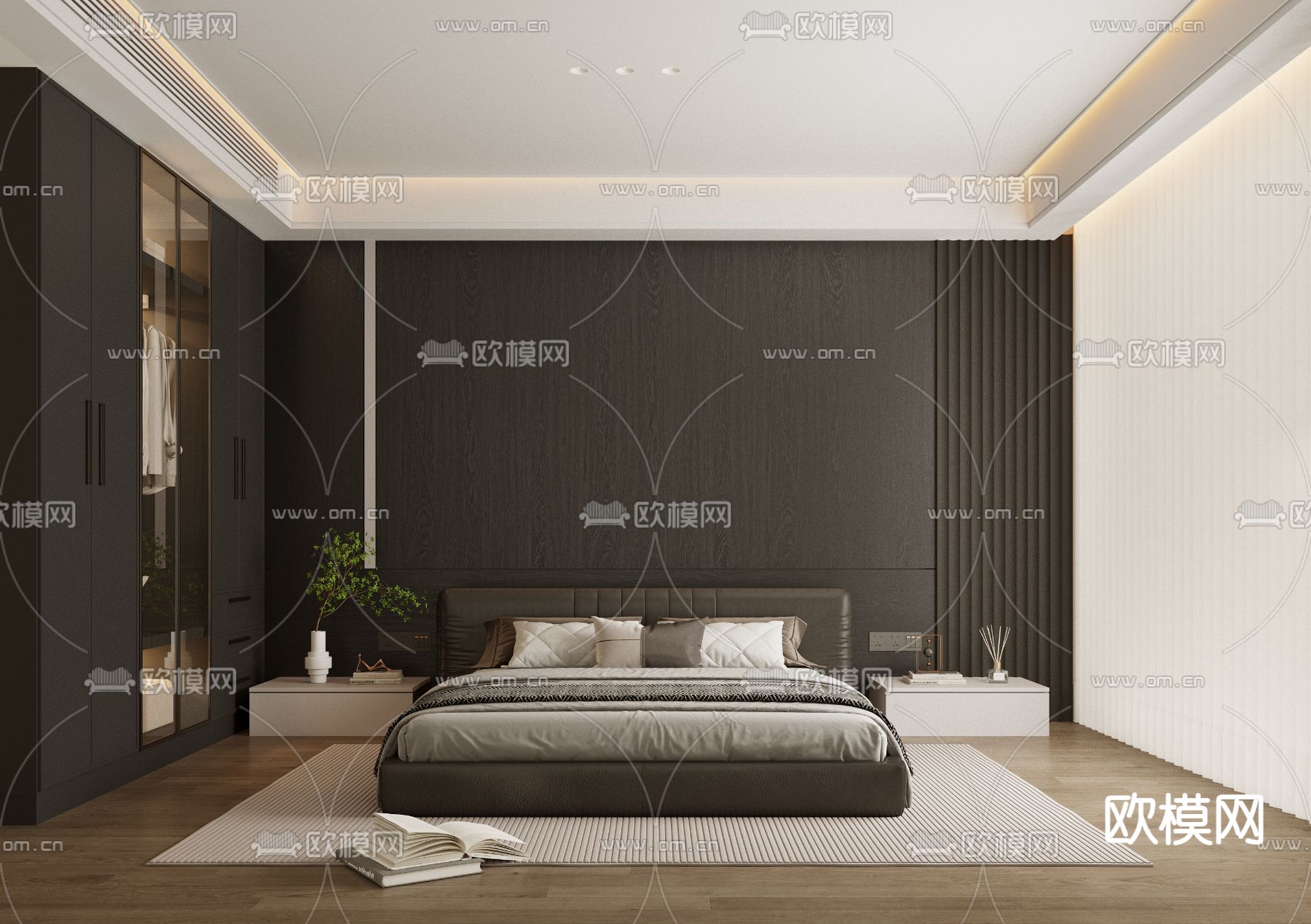 暗黑风卧室 主卧3d模型下载（渲染图1）