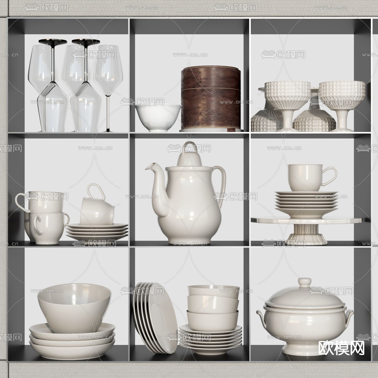 现代餐具su模型下载（渲染图1）