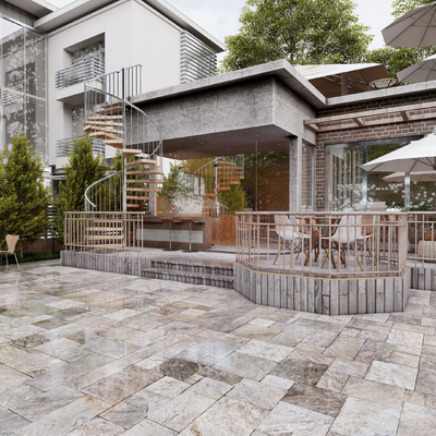  现代花园餐厅su模型 