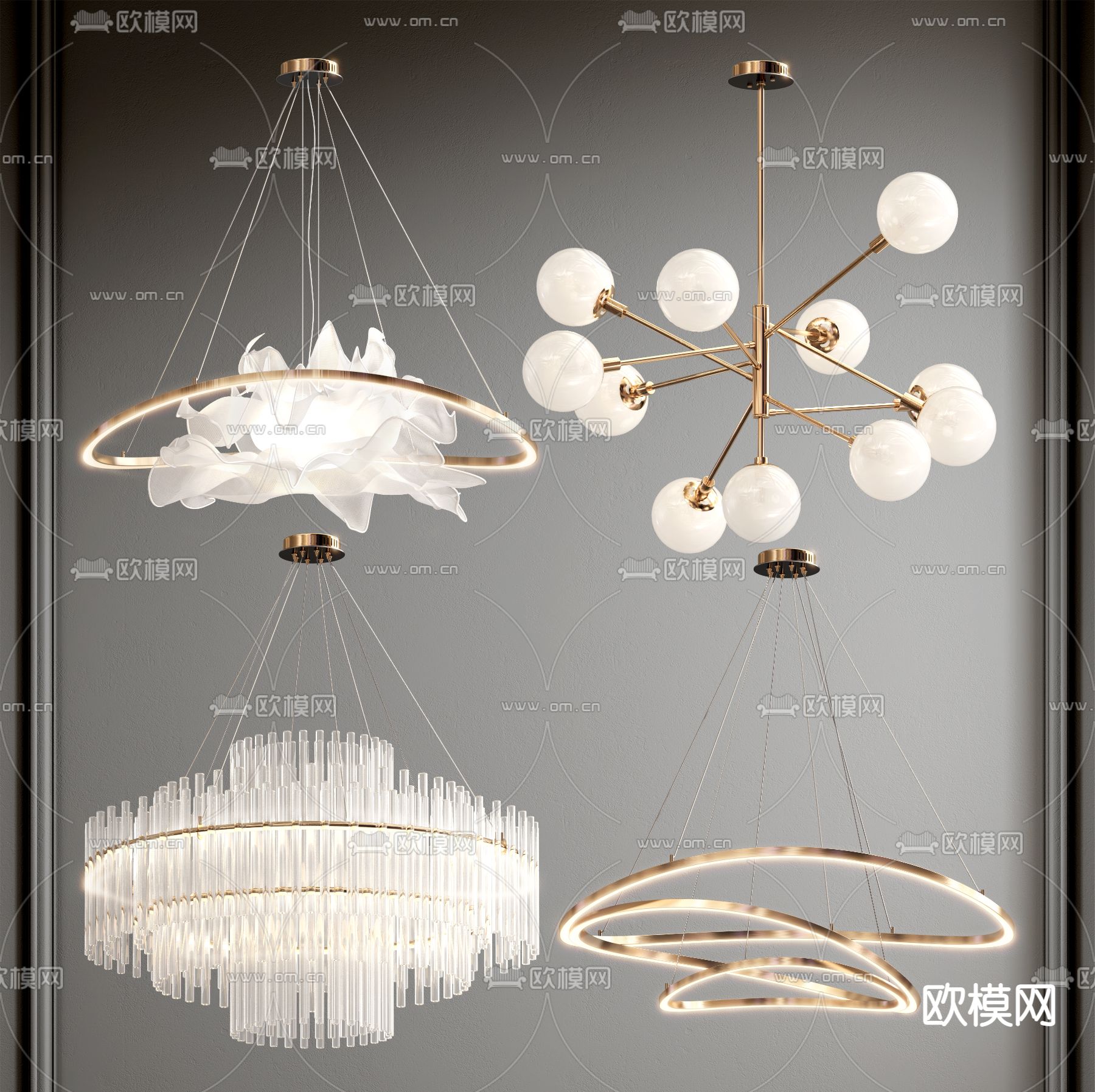 轻奢吊灯 大厅吊灯3d模型下载