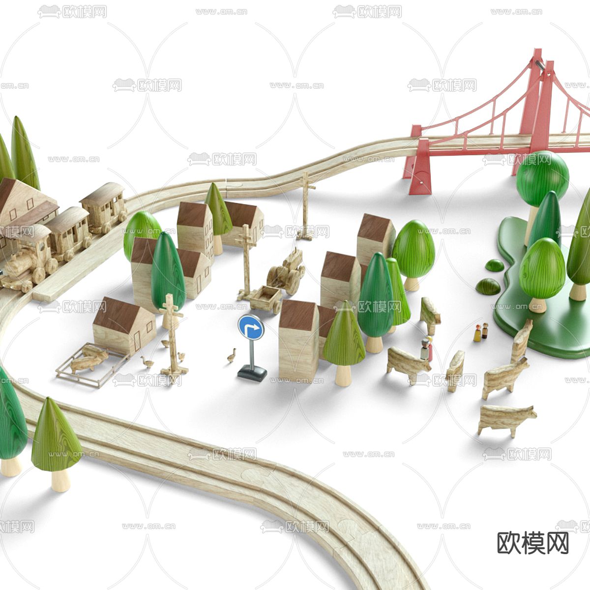 玩具火车3d模型下载（渲染图2）