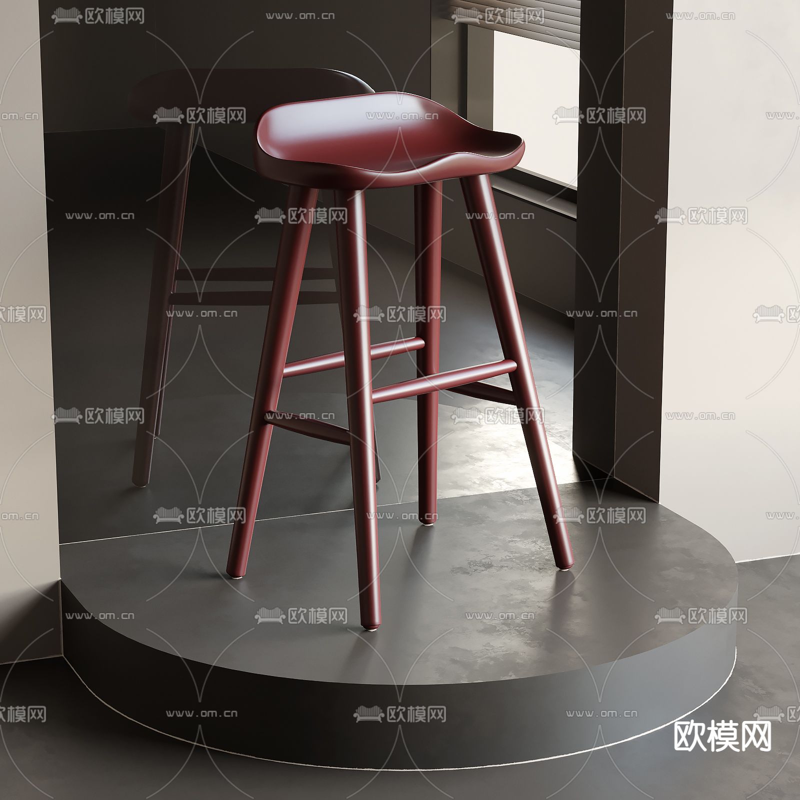 侘寂风吧凳su模型